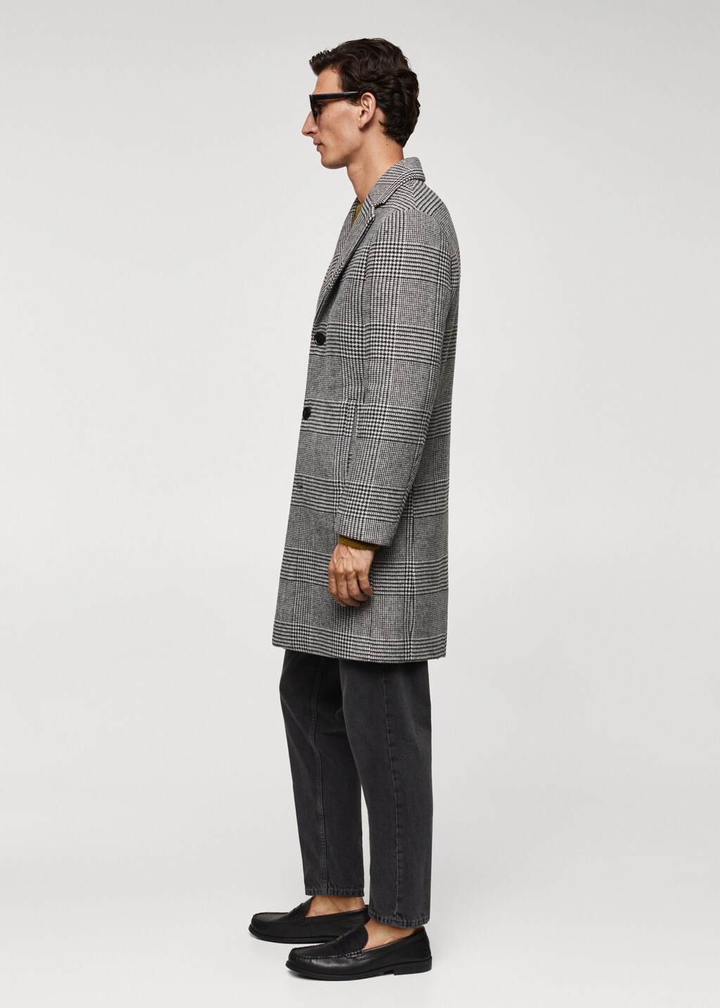 Prince of Wales checked wool coat - Men | MANGO OUTLET USA