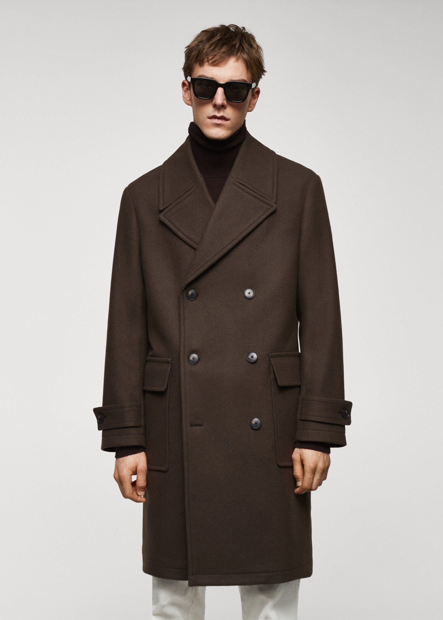 Manteau laine croisé boutons - Plan moyen