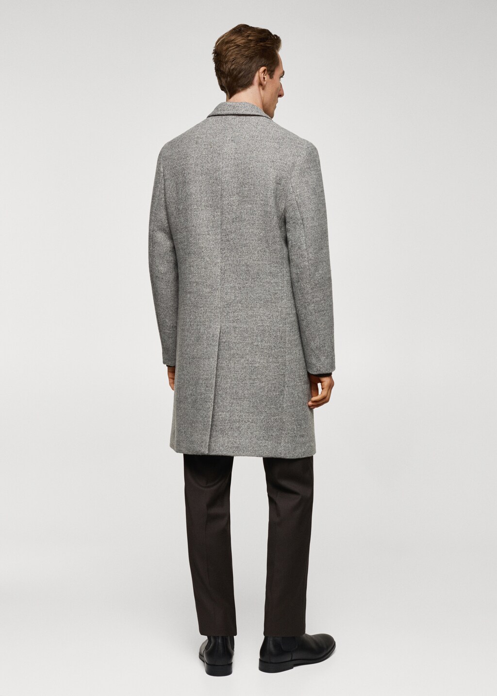 Herringbone pattern wool coat - Men | MANGO OUTLET USA