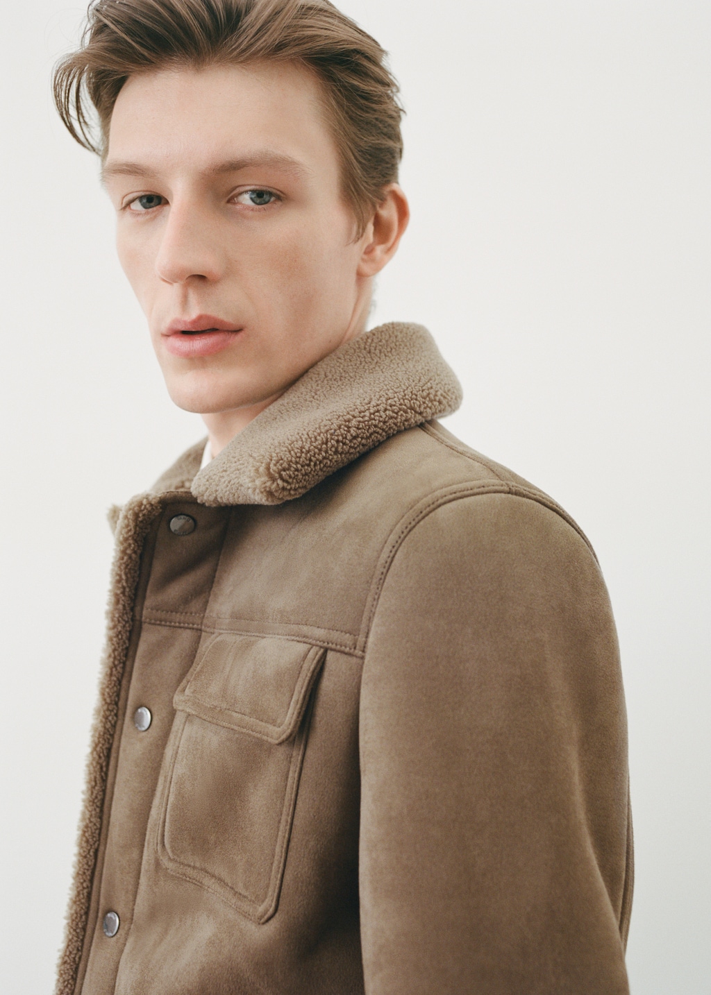 Zara shearling coat mens sales