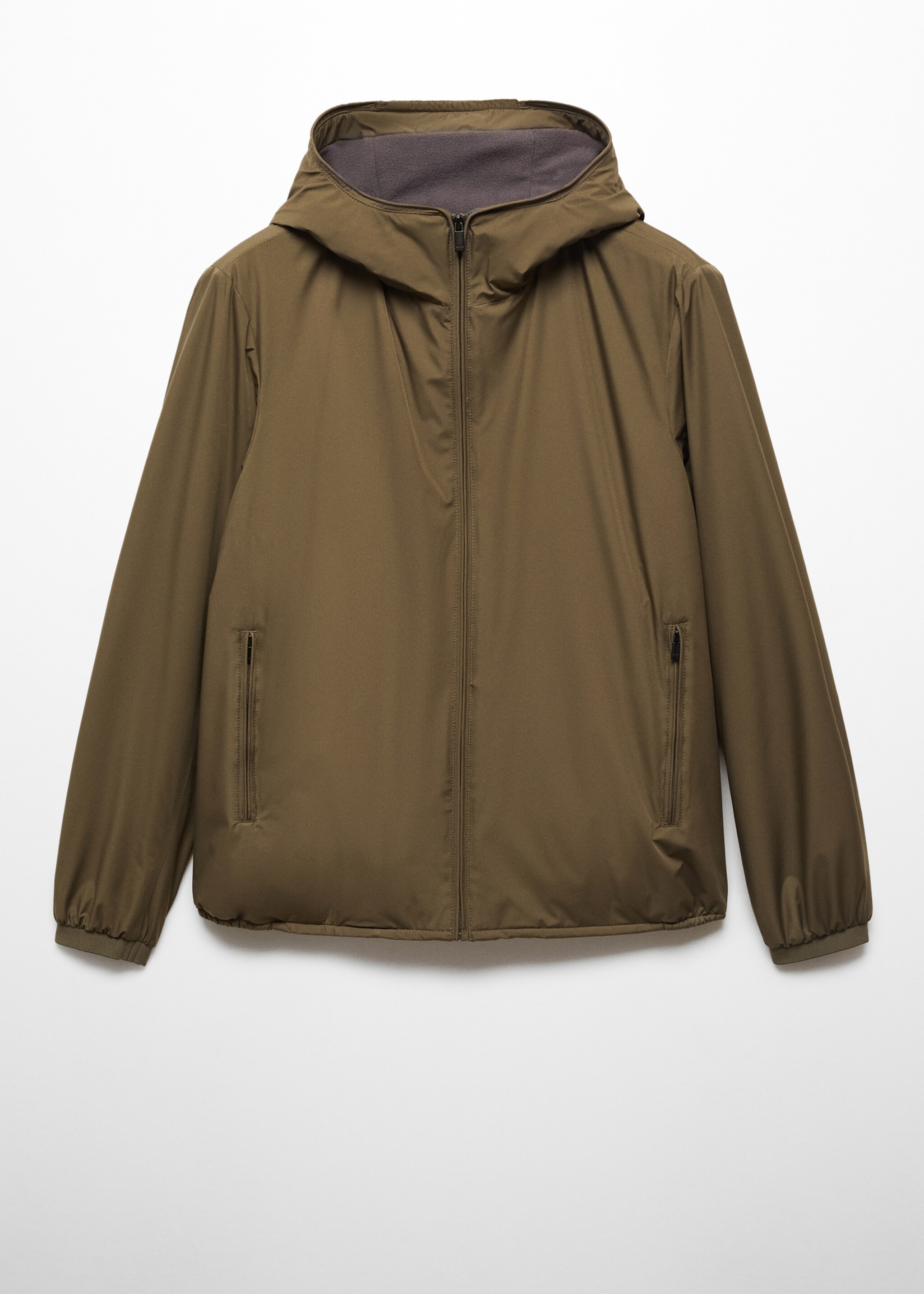 Water-repellent hooded quilted jacket - Article without model, Khaki. Ref: 67010628-00.