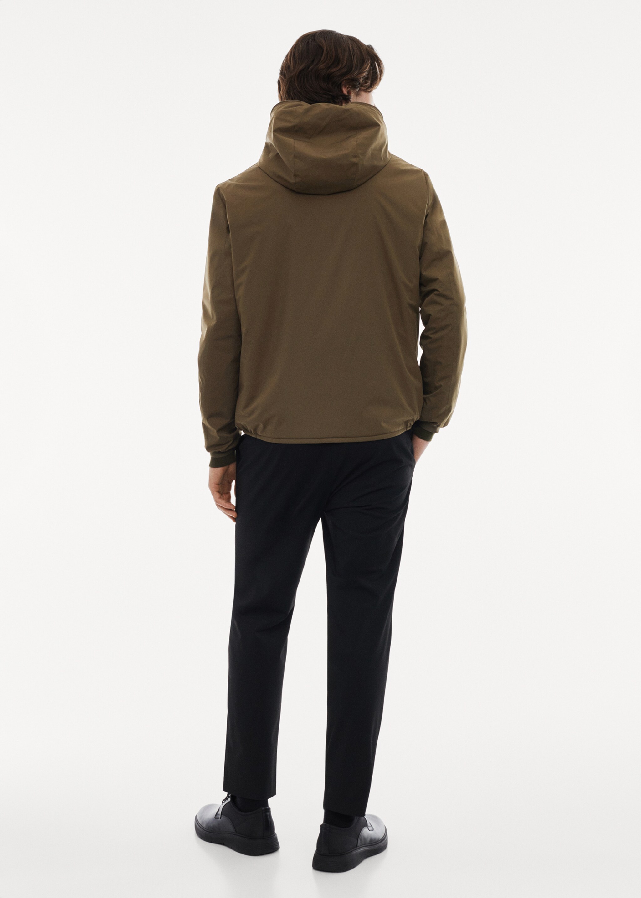 Water-repellent hooded quilted jacket - Reverse of the article, Khaki. Ref: 67010628-00.