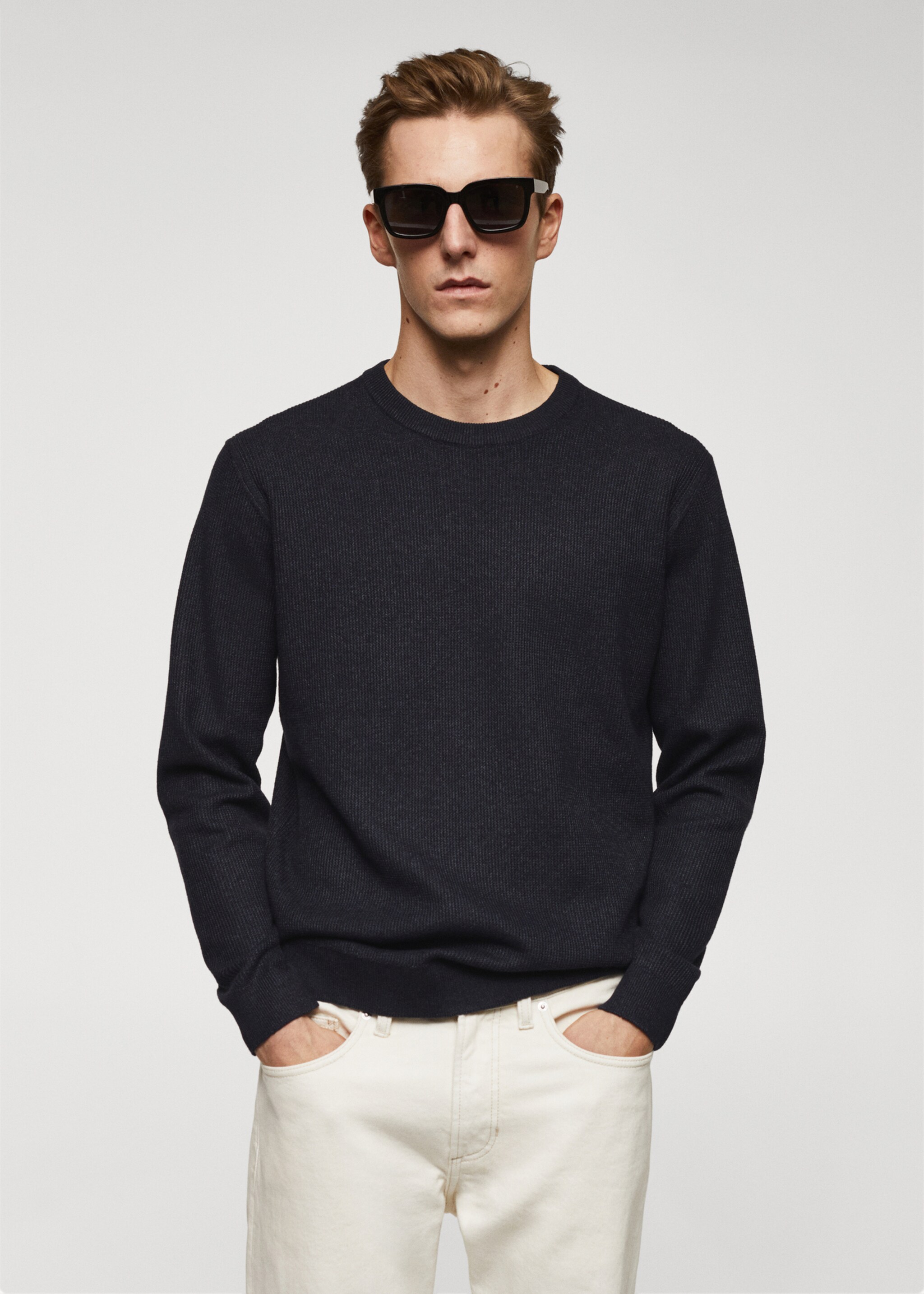 Structured cotton sweater - Medium plane