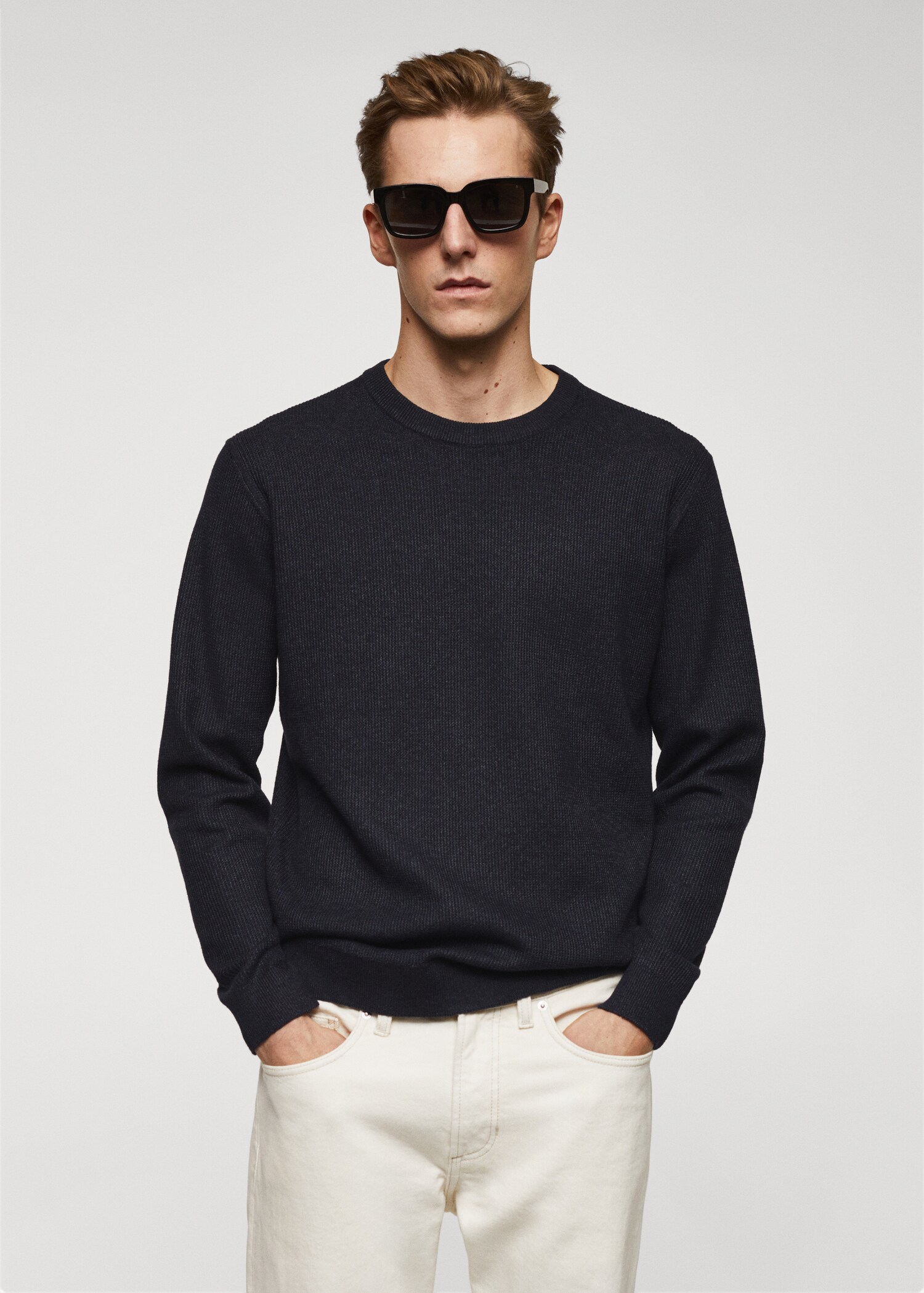 Structured cotton sweater - Medium plane