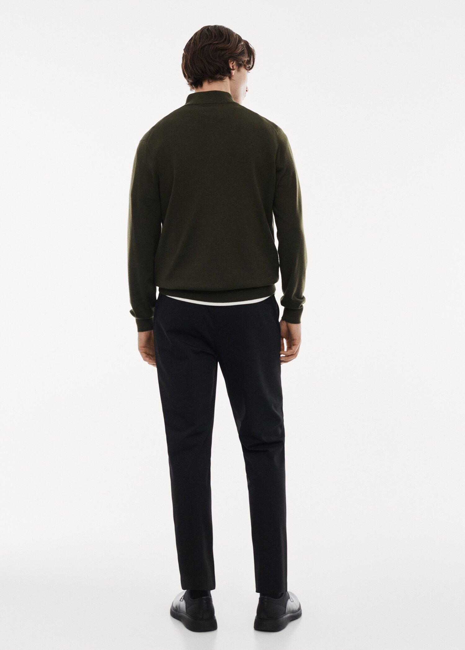 100% merino wool sweater with zip-neck - Reverse of the article