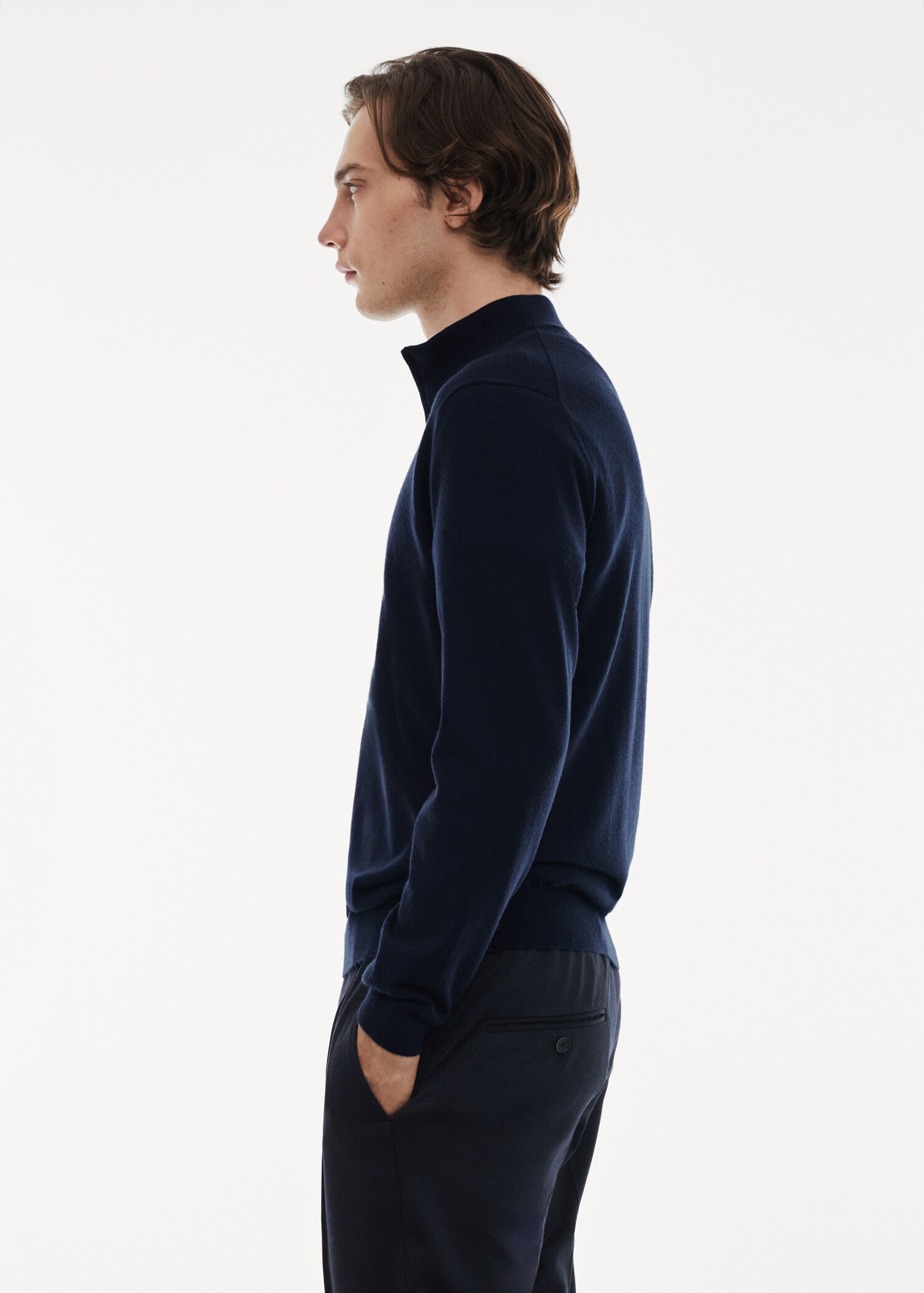 100% merino wool sweater with zip-neck - Details of the article 2