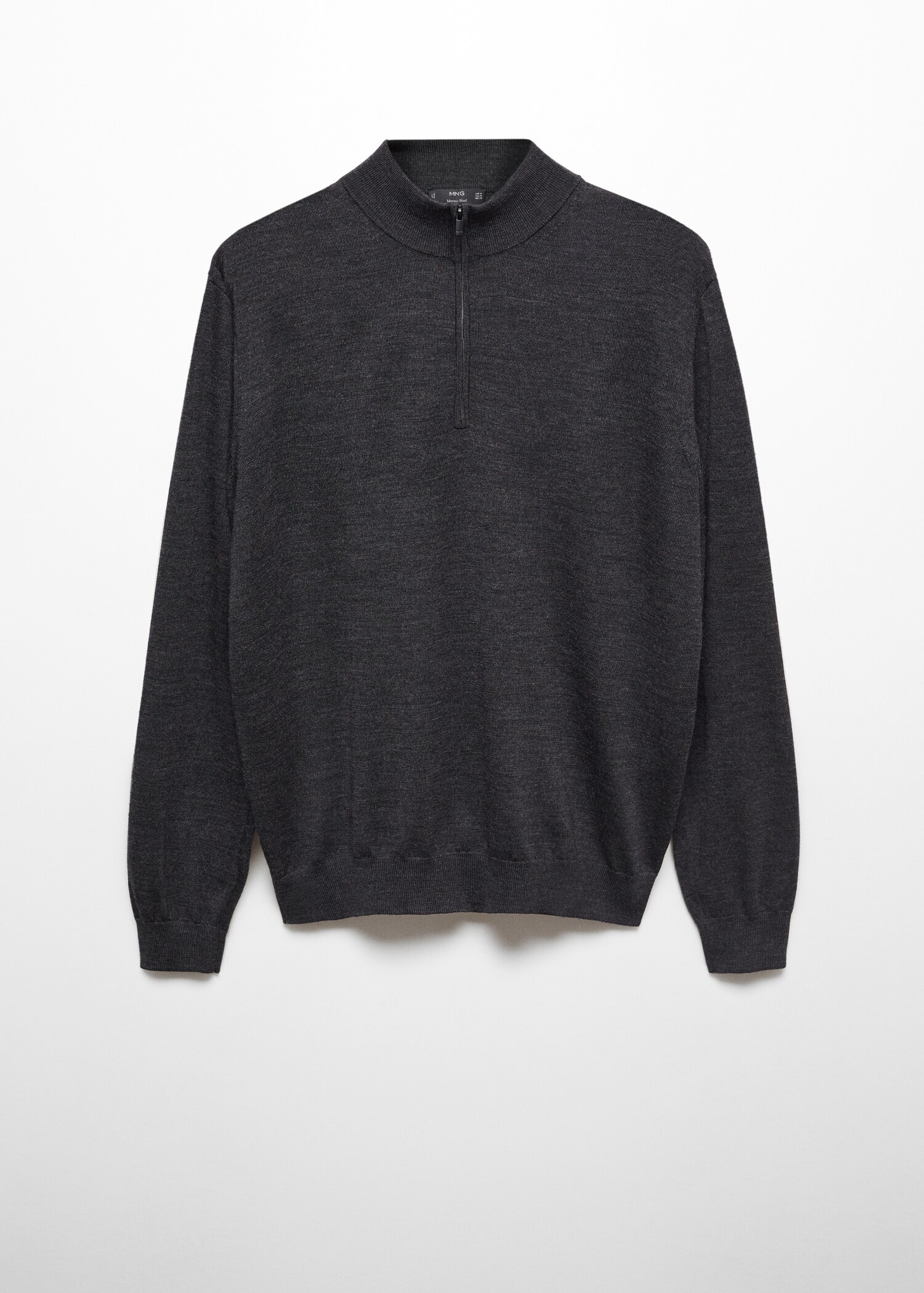 100% merino wool sweater with zip-neck - Article without model