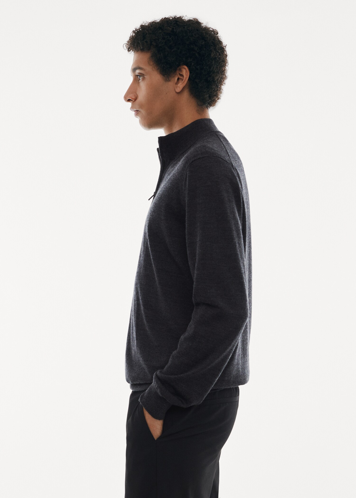 100% merino wool sweater with zip-neck - Details of the article 2