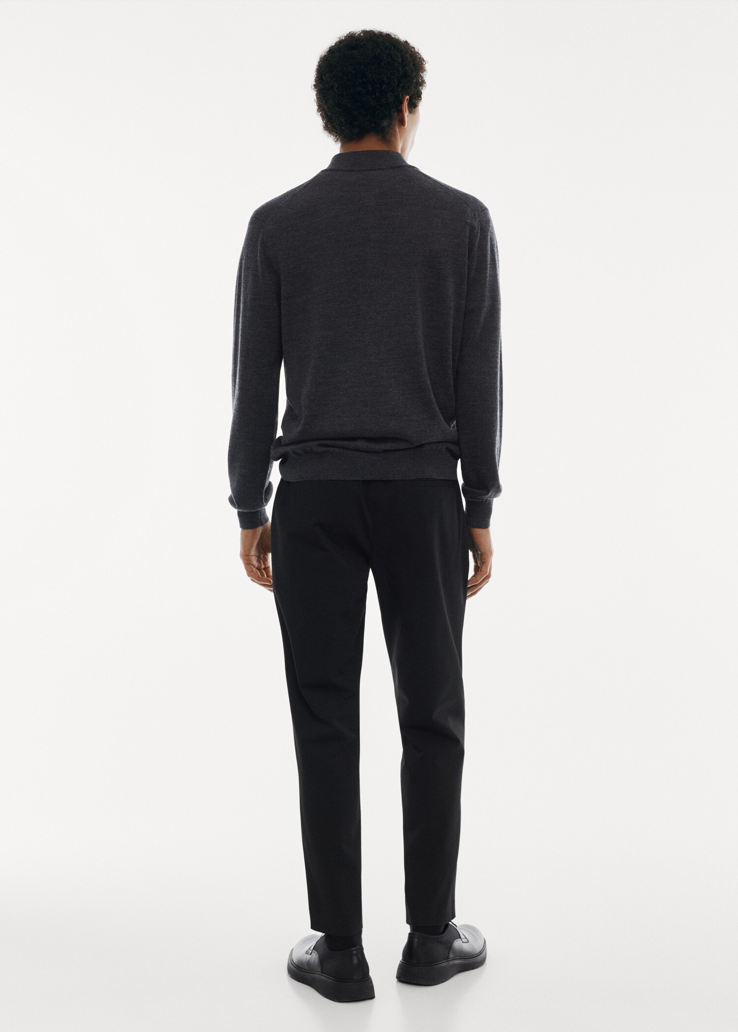 100% merino wool sweater with zip-neck - Reverse of the article