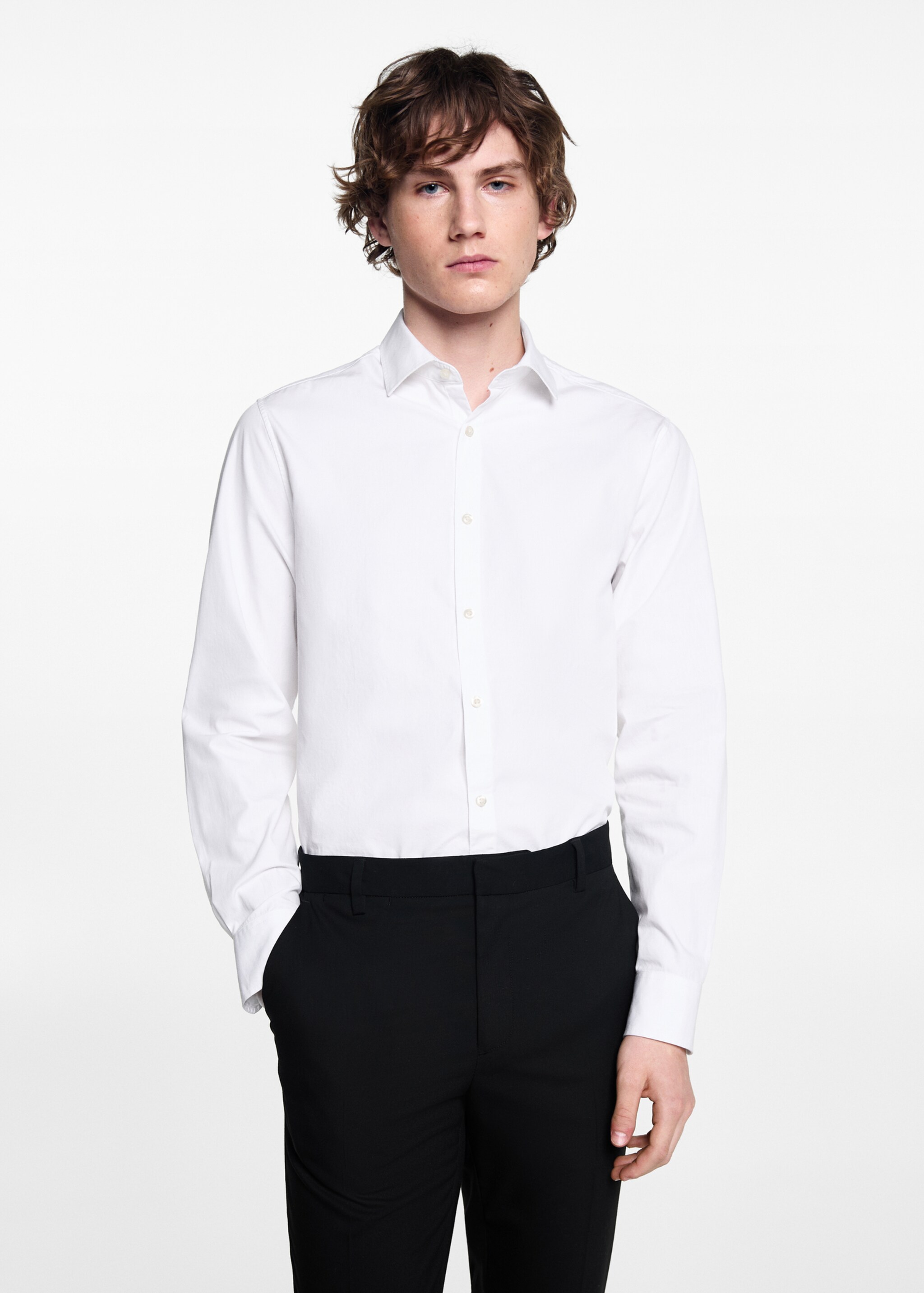 Pantalón traje slim fit - Plano medio, Negro. Ref: 67010659-00.