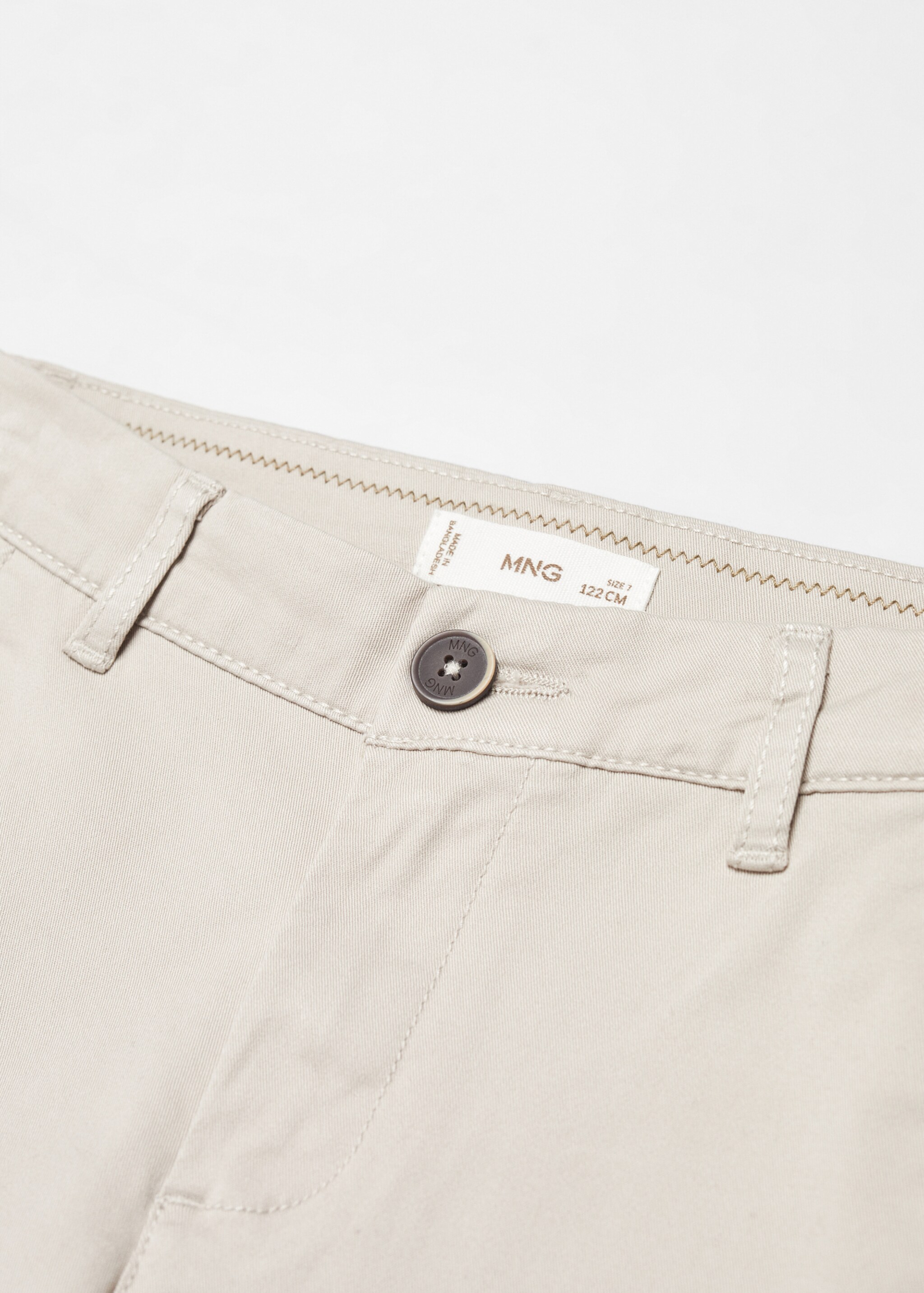 Cotton chinos - Details of the article 8, Ice Grey. Ref: 67010662-00.