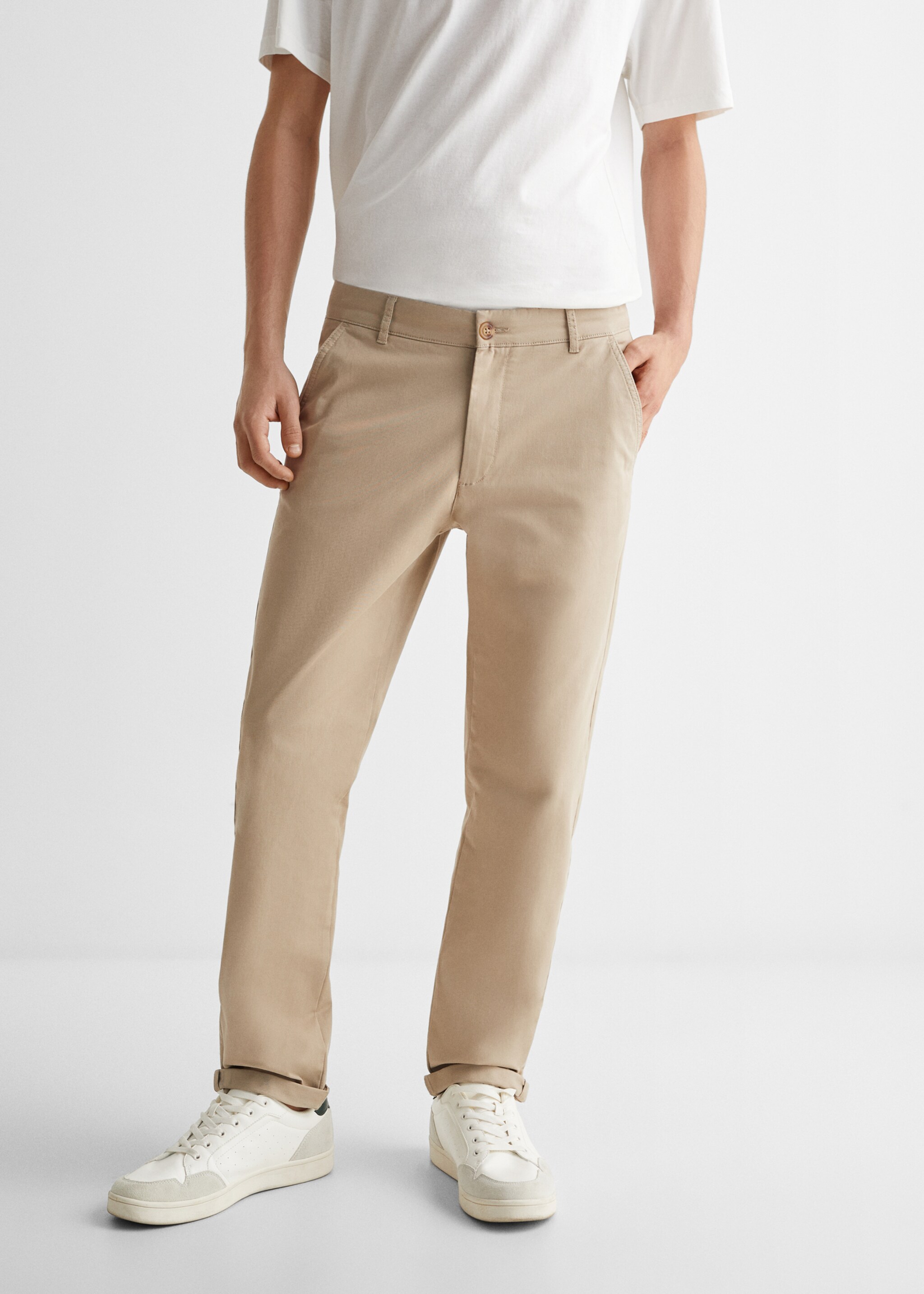Pantalón chino algodón - Detalle del artículo 6, Beige. Ref: 67010665-00.