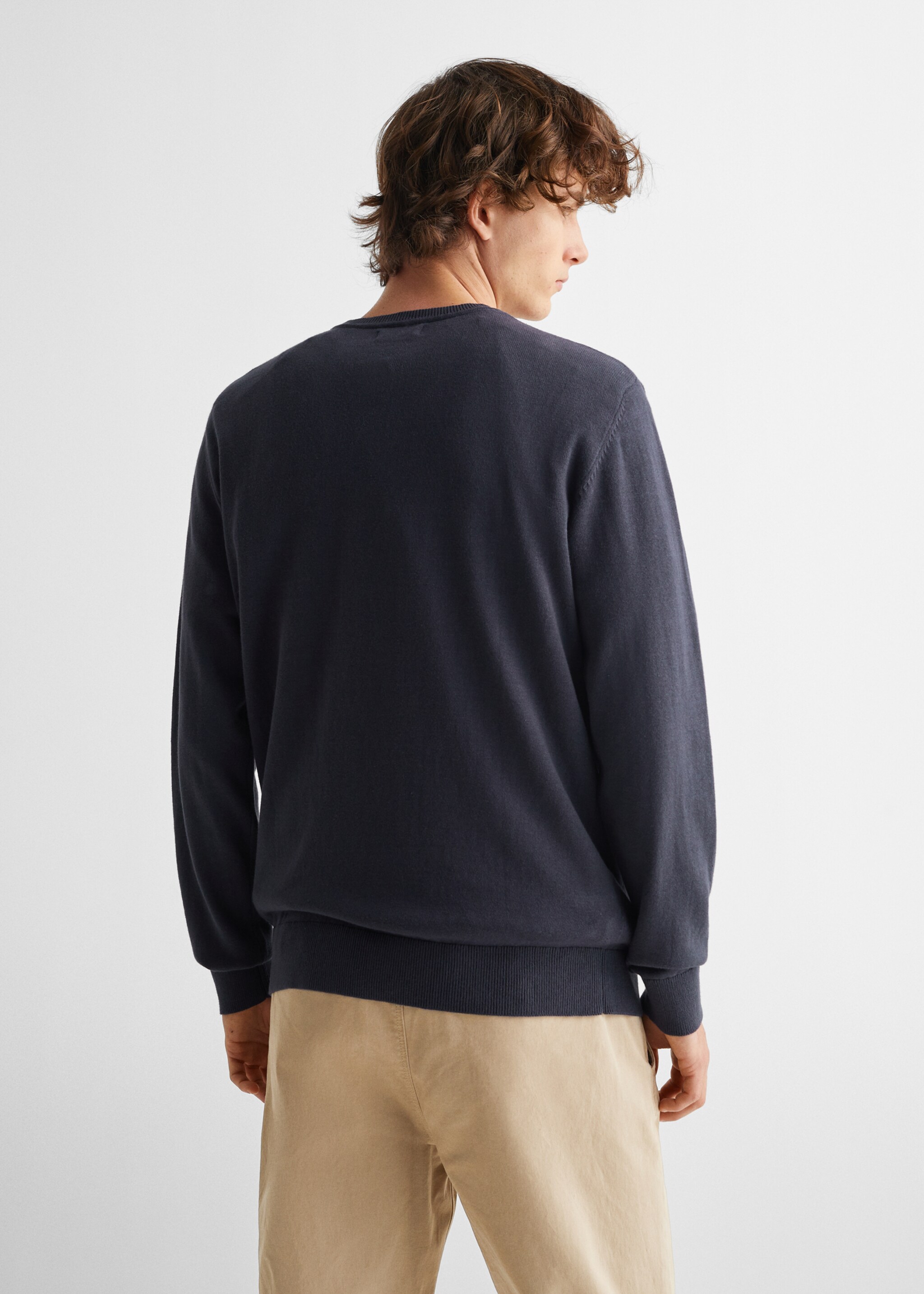 Pull-over jaspé coton - Verso de l’article, Bleu marine foncé. Ref: 67010667-00.