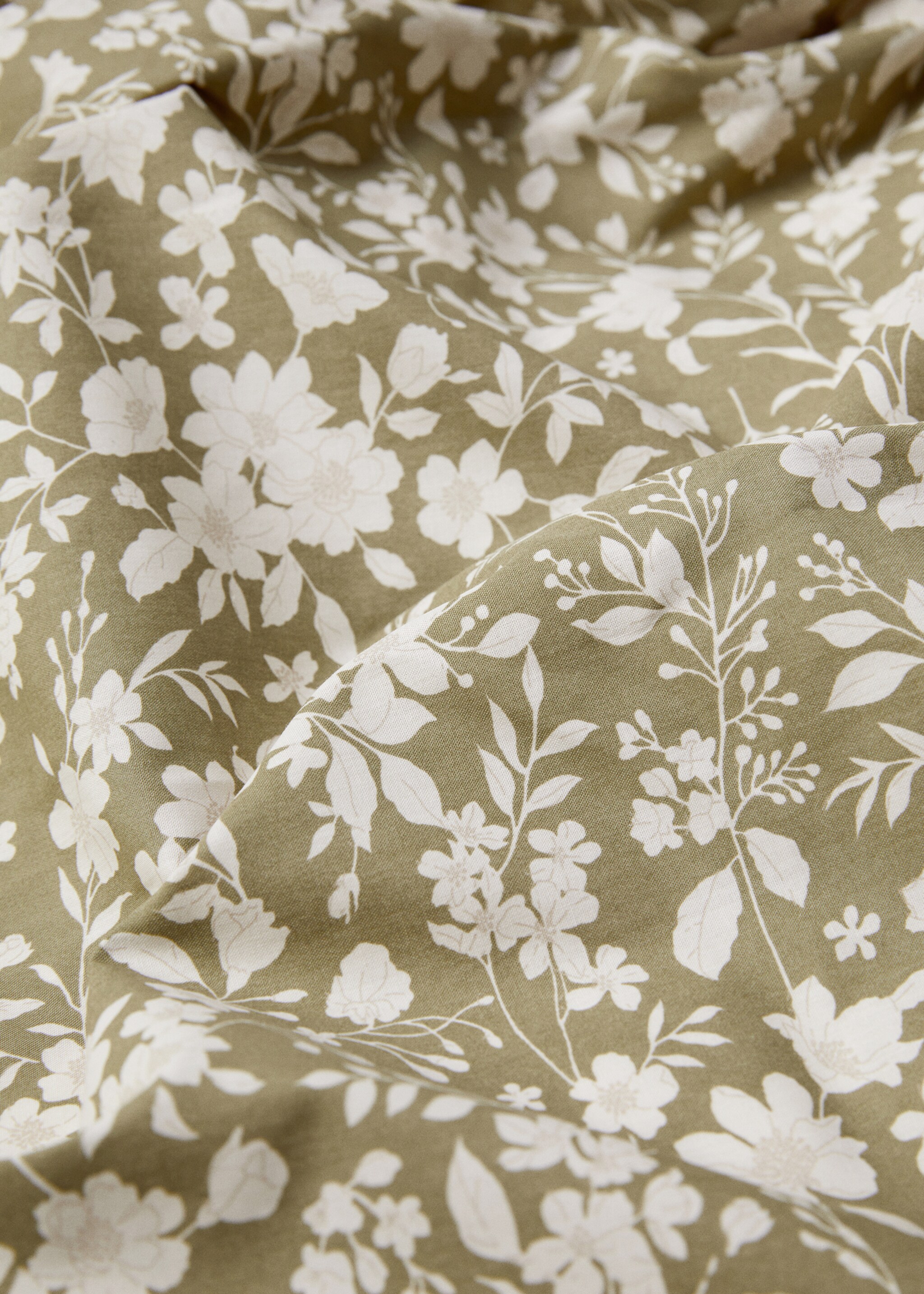 Multi-flower cotton duvet cover for queen bed - Details of the article 1, Green. Ref: 67010692-00.