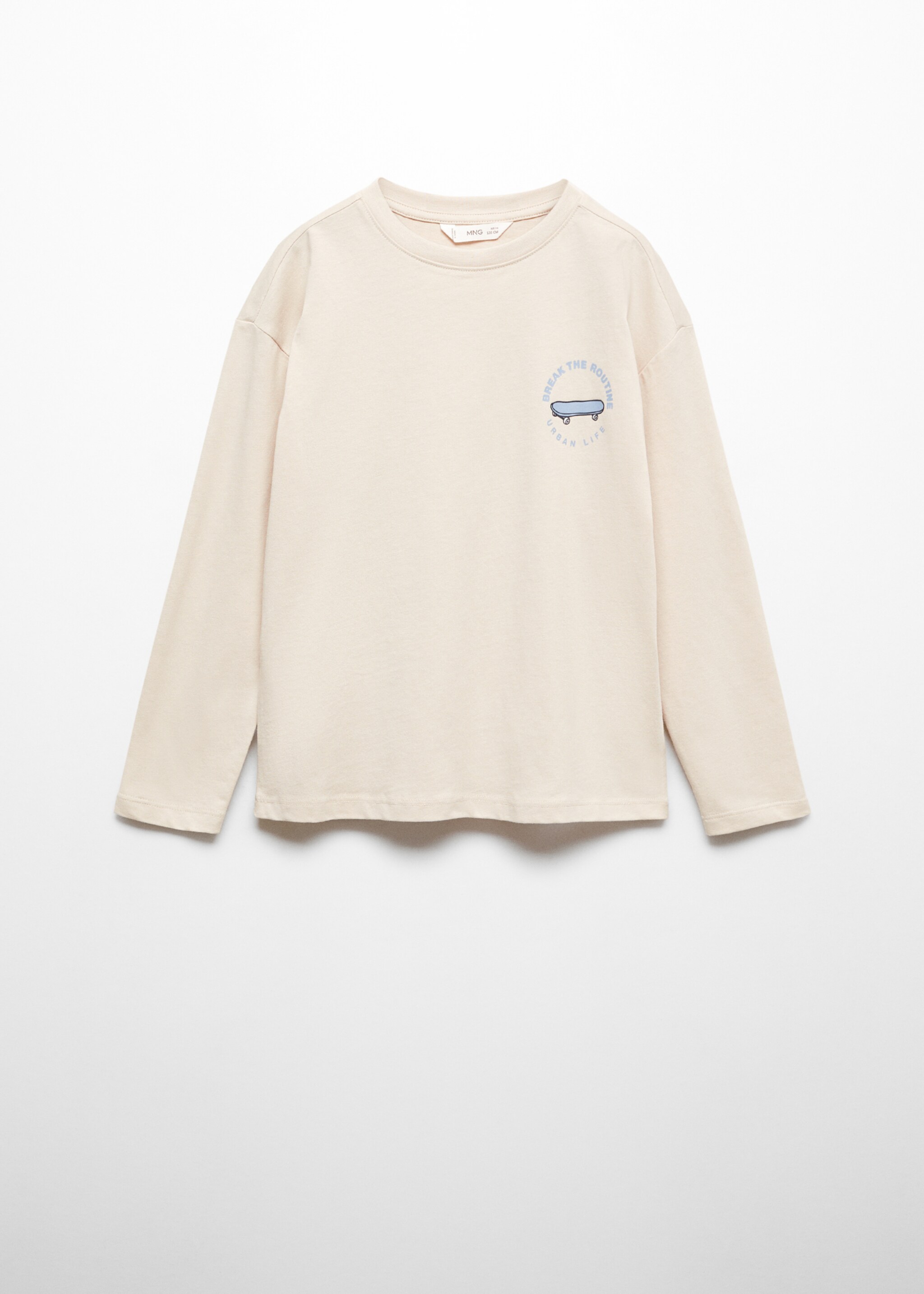Printed long sleeve t-shirt - Article without model, Sand. Ref: 67012923-00.