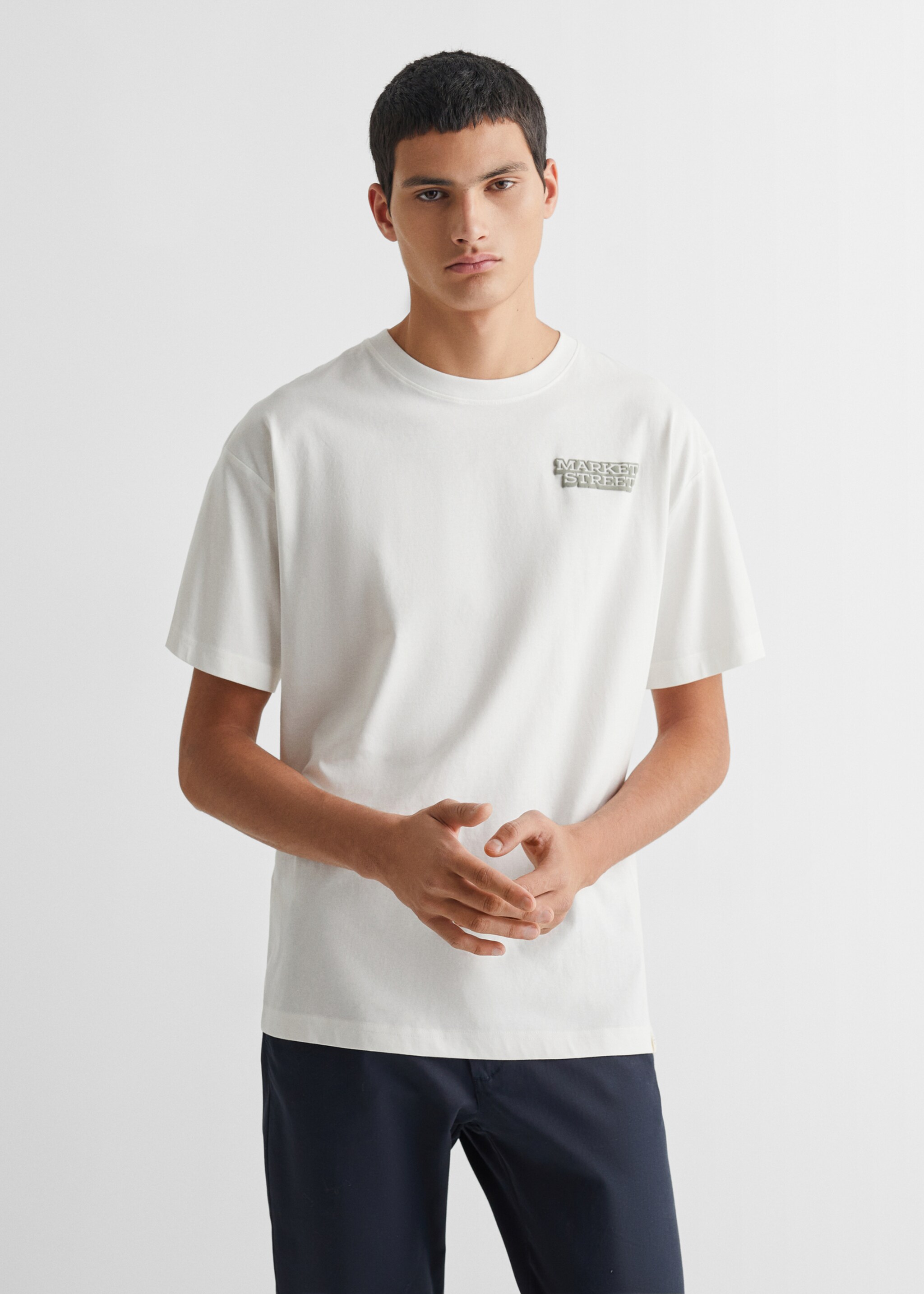 T-shirt message imprimé - Plan moyen, Blanc. Ref: 67012924-00.
