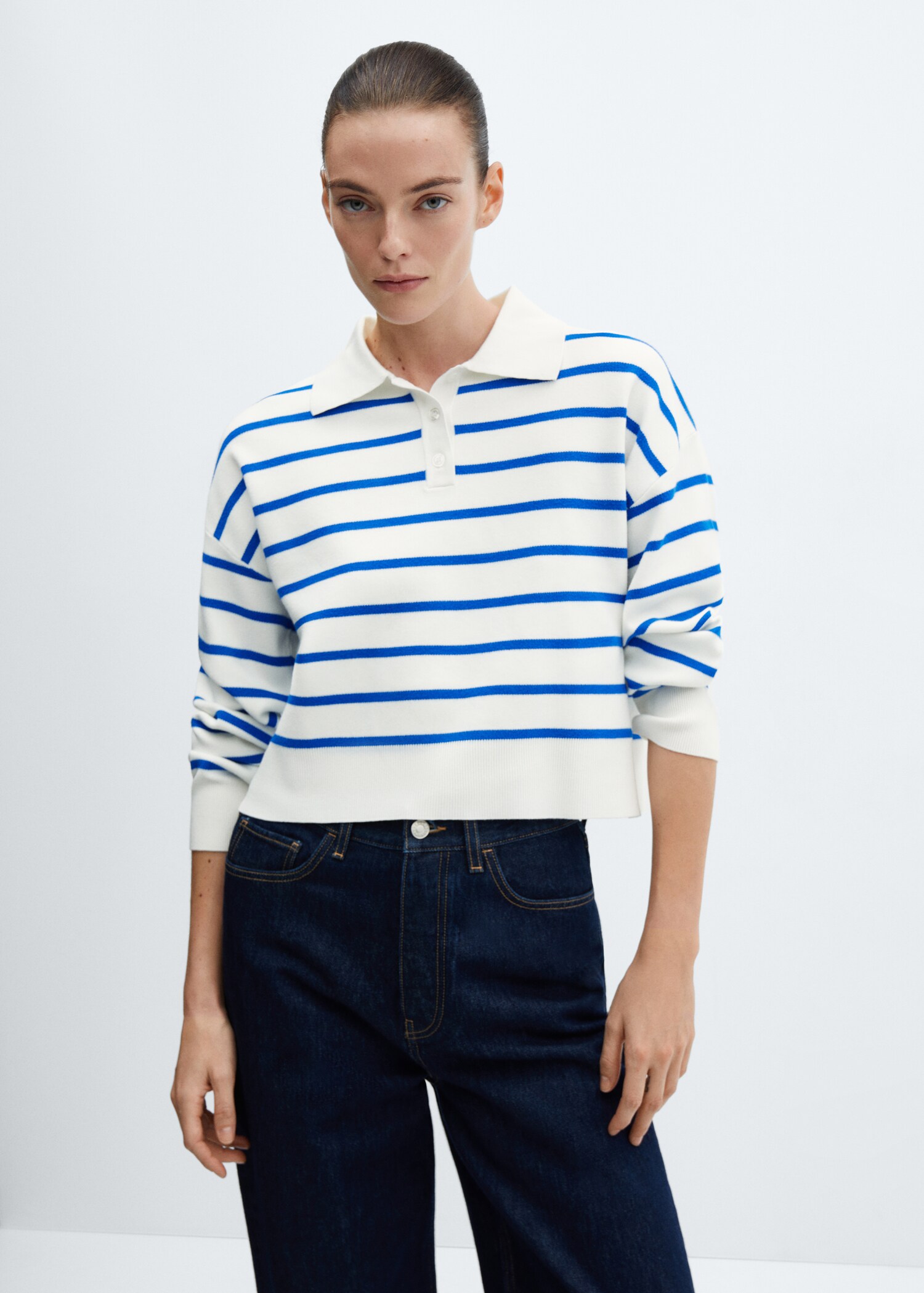 Striped polo-neck sweater - Medium plane