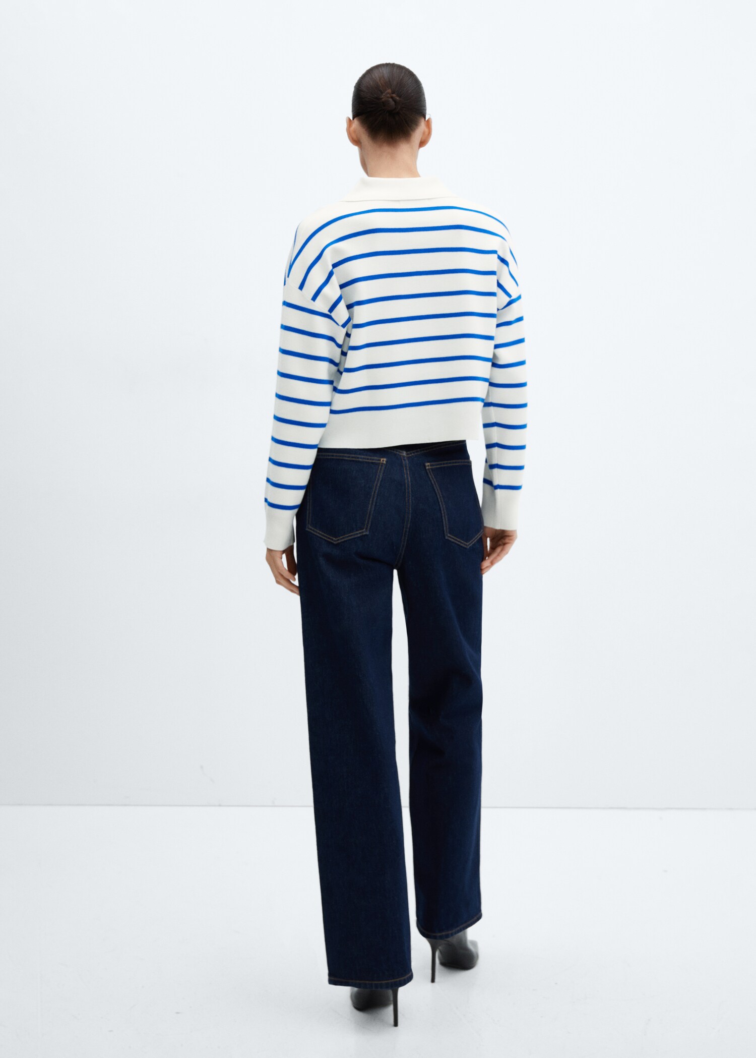 Striped polo-neck sweater - Reverse of the article