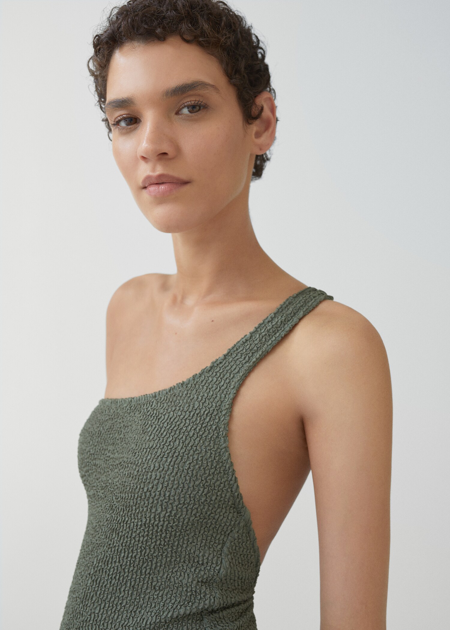 Asymmetrical textured swimsuit - Details of the article 1