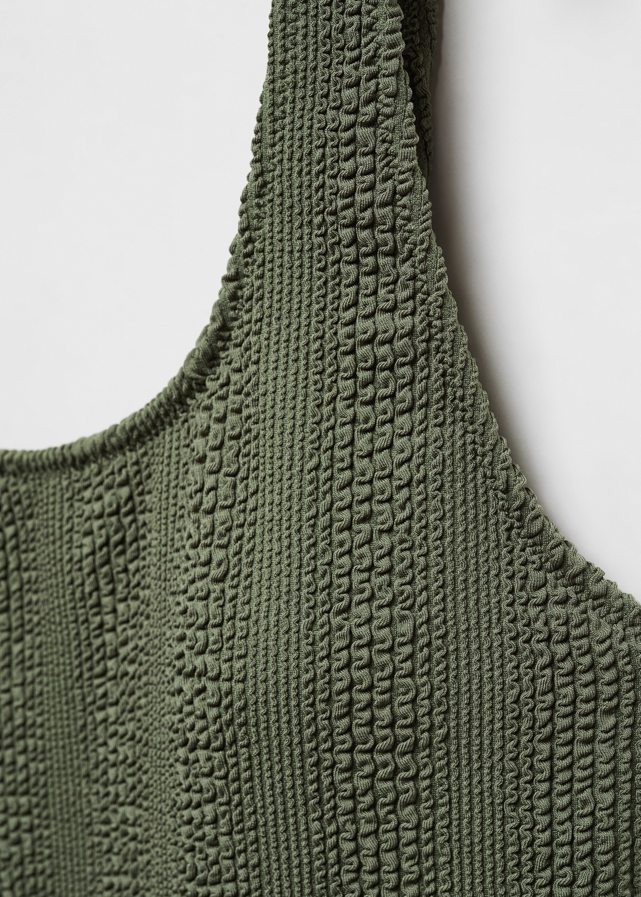 Textured swimsuit - Details of the article 8, Khaki. Ref: 67014020-00.