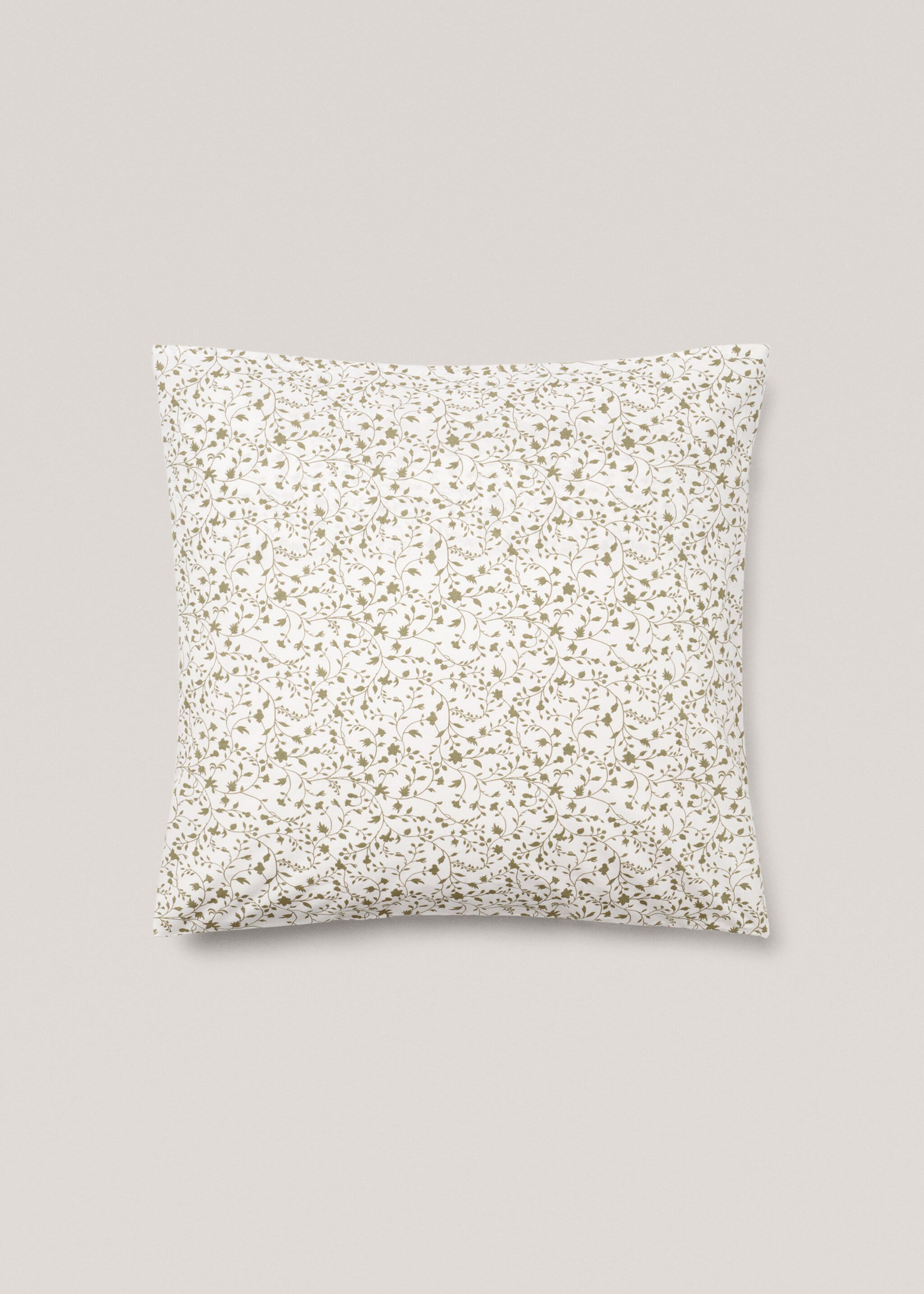 Geblümter Kopfkissenbezug aus Baumwolle 60 x 60 cm (2er-Pack) - Artikel ohne Model, Grün. Ref: 67014046-00.