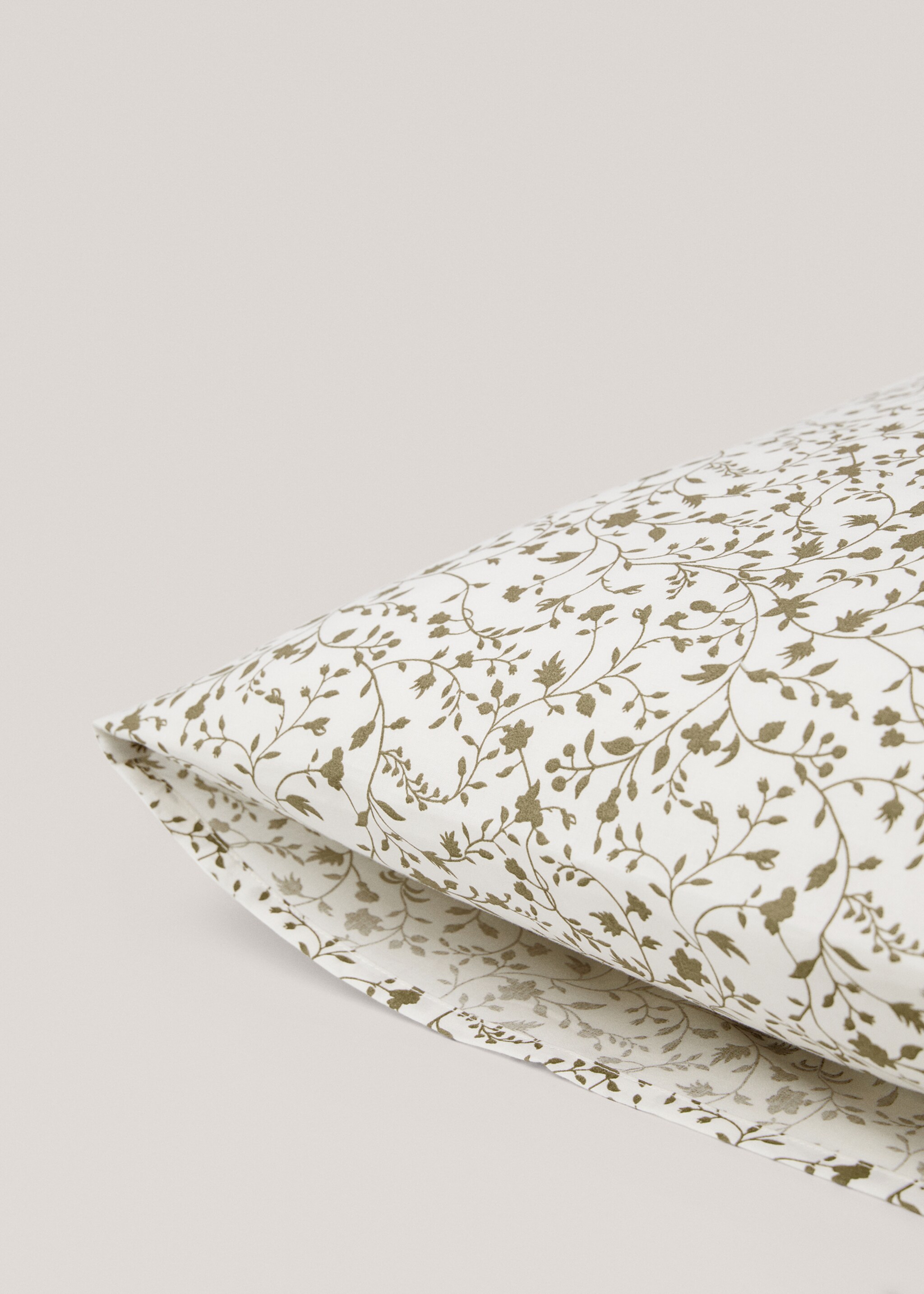 Geblümter Kopfkissenbezug aus Baumwolle 60 x 60 cm (2er-Pack) - Detail des Artikels 3, Grün. Ref: 67014046-00.