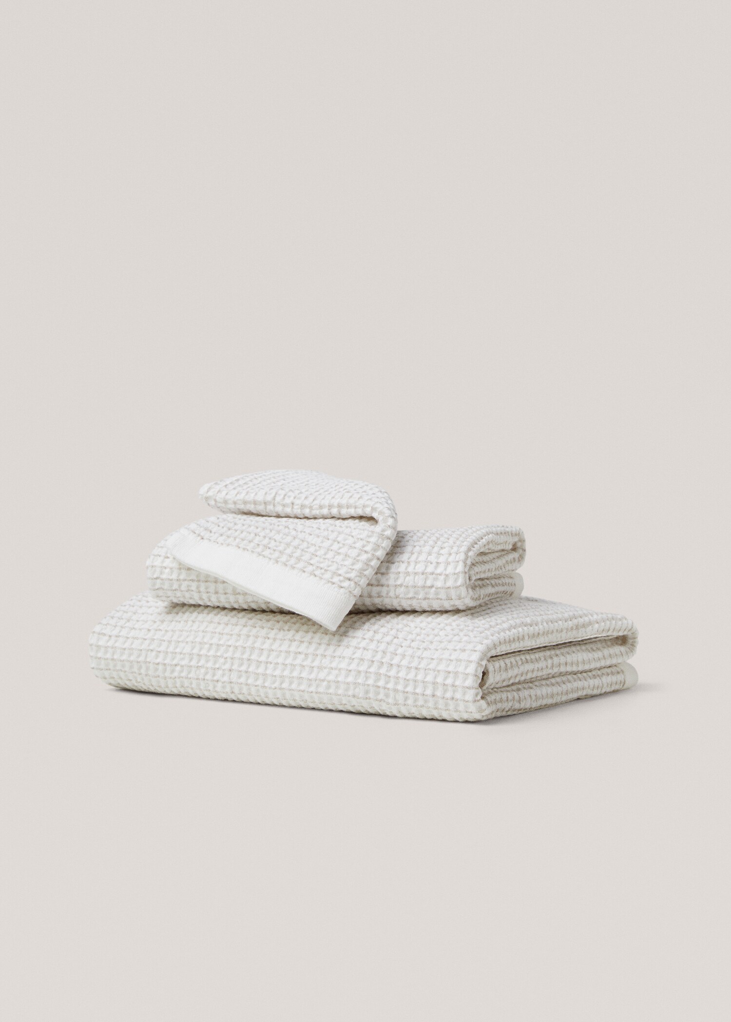 Striped-texture face towel 30x50cm - Article without model