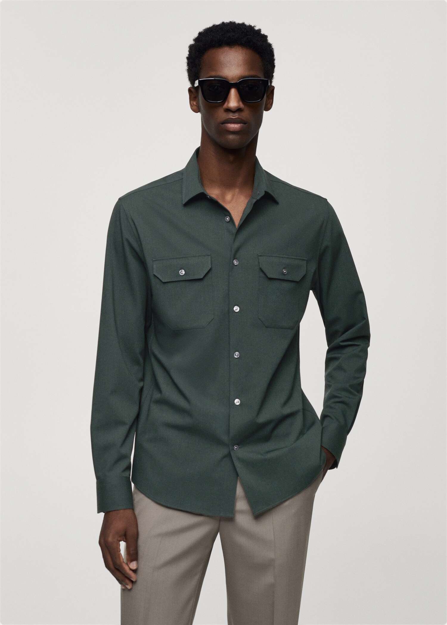Overshirt with stretch-fabric pockets - Medium plane