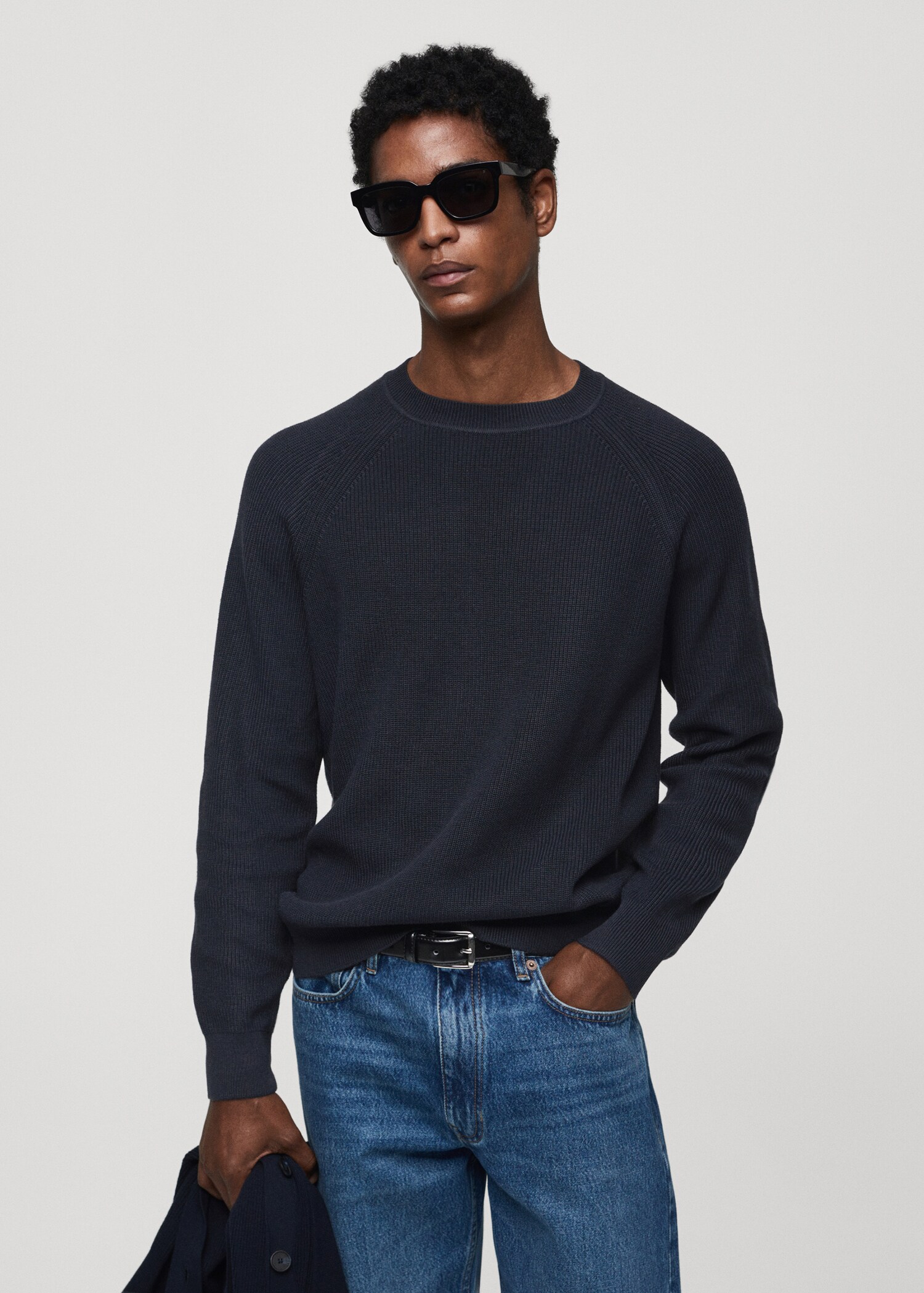 Ribbed round-neck sweater - Medium plane