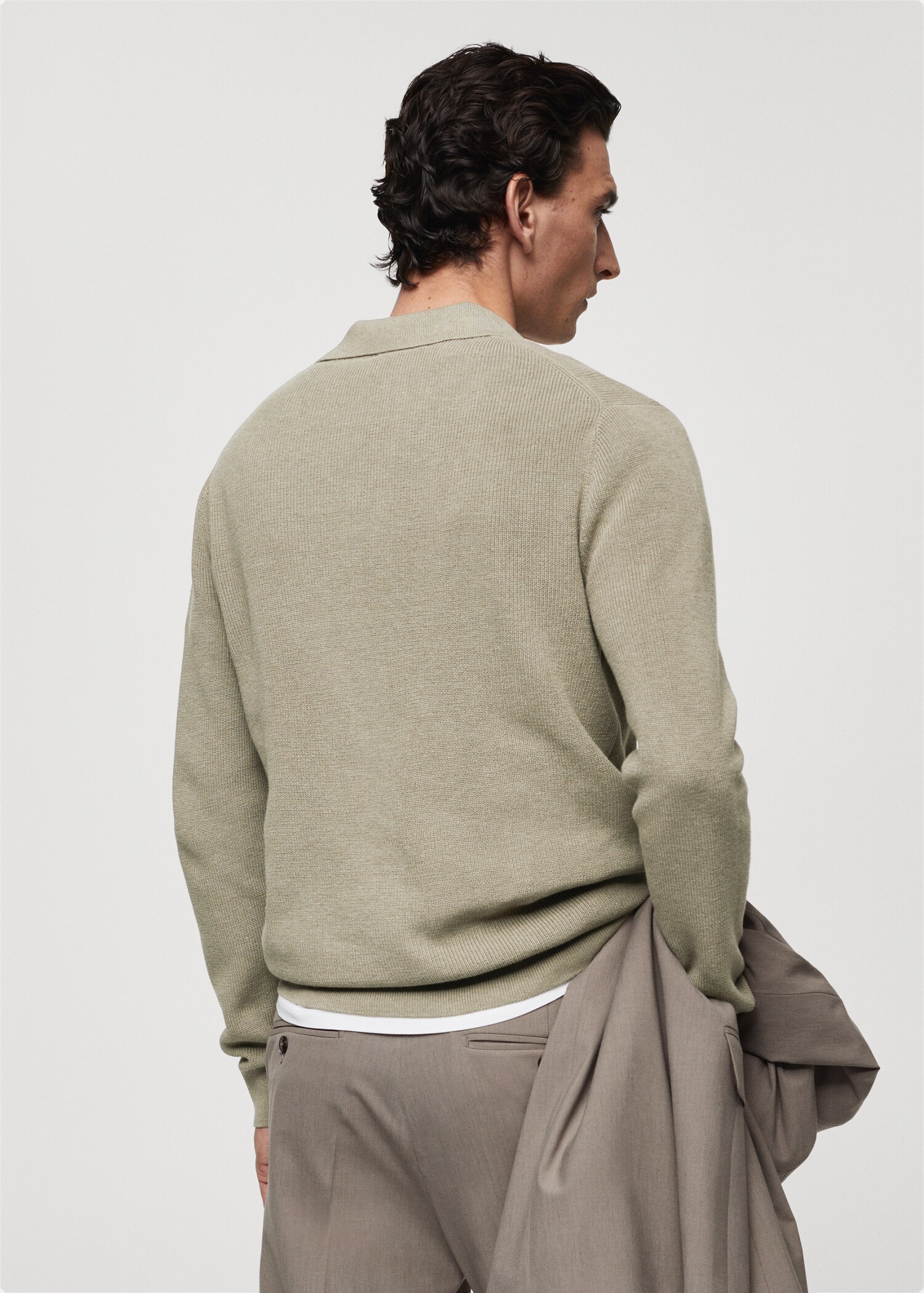 Ribbed knit polo shirt - Reverse of the article