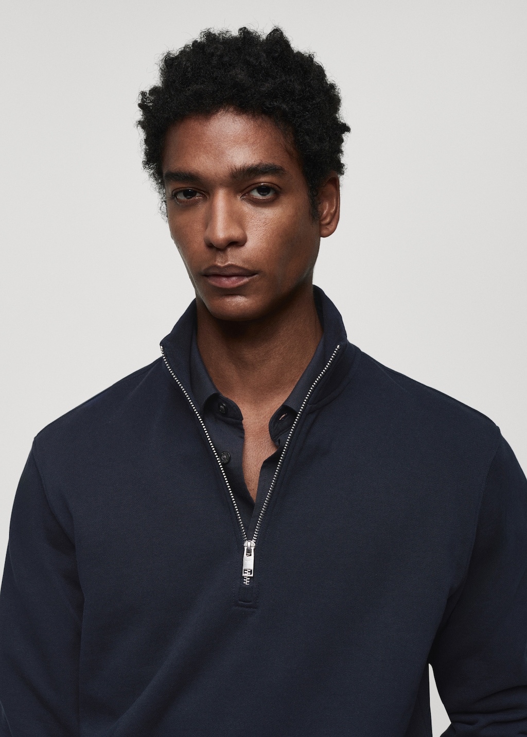 Zipper cotton sweater