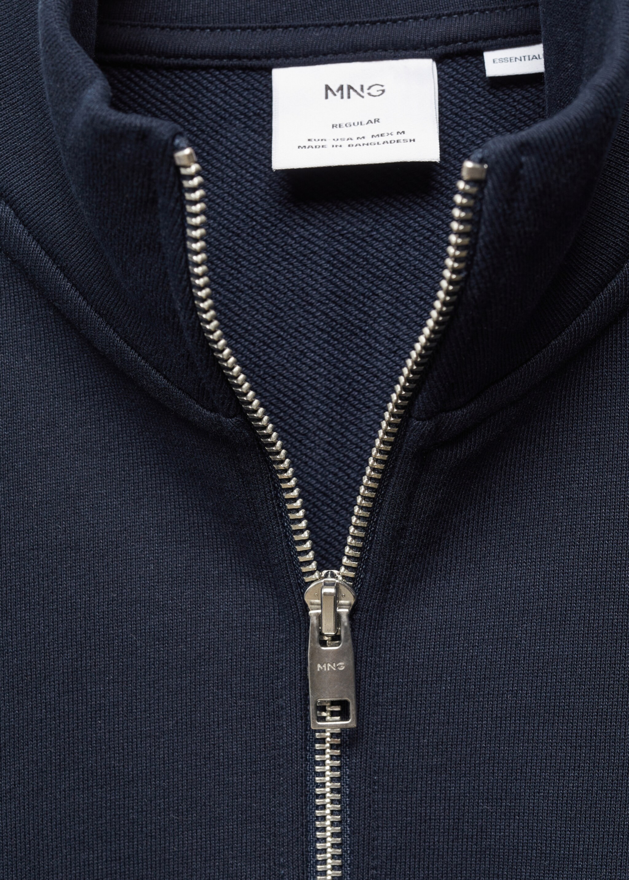 Sweat-shirt coton zip - Détail de l'article 8, Bleu marine foncé. Ref: 67014462-00.