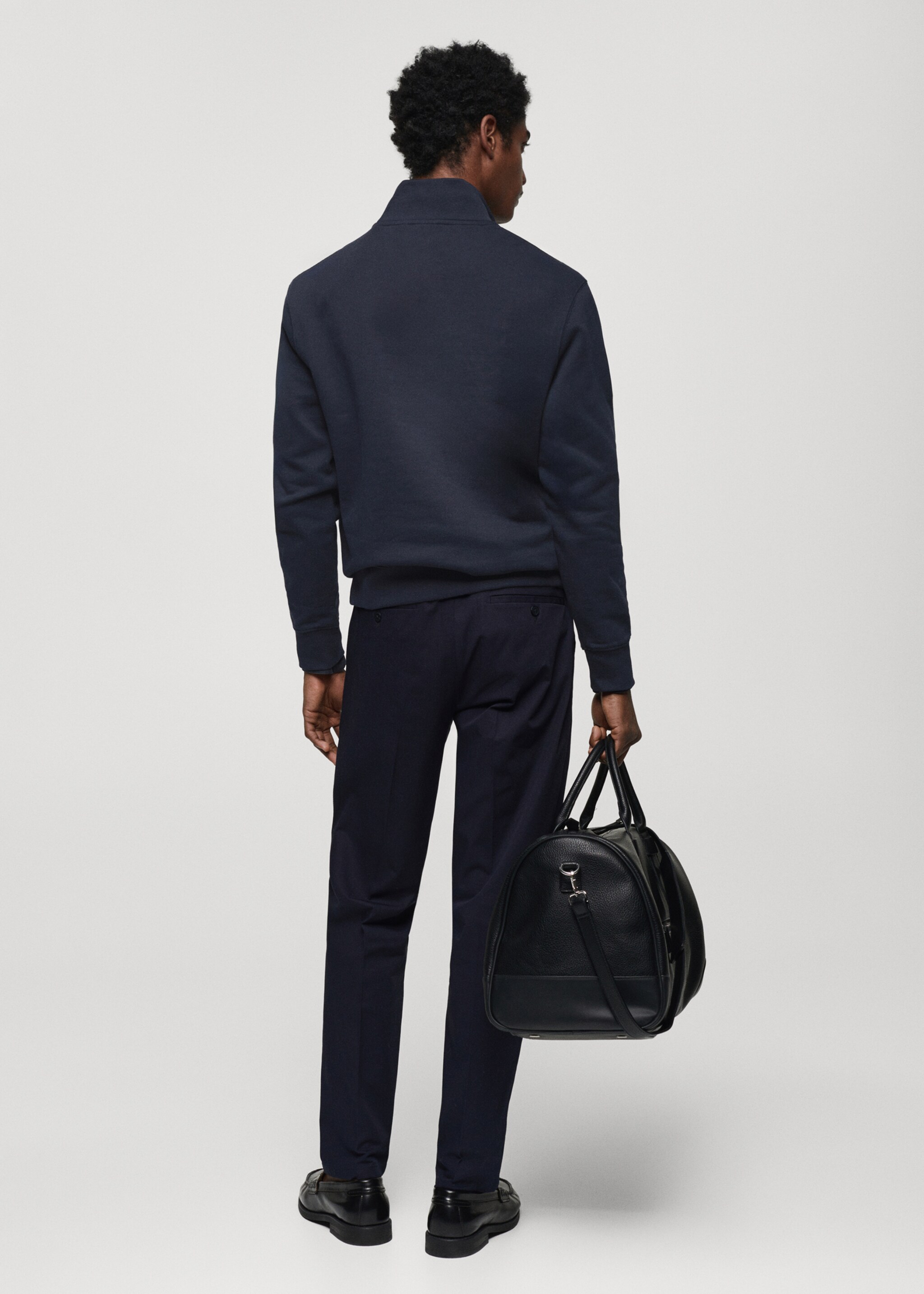 Sweat-shirt coton zip - Verso de l’article, Bleu marine foncé. Ref: 67014462-00.