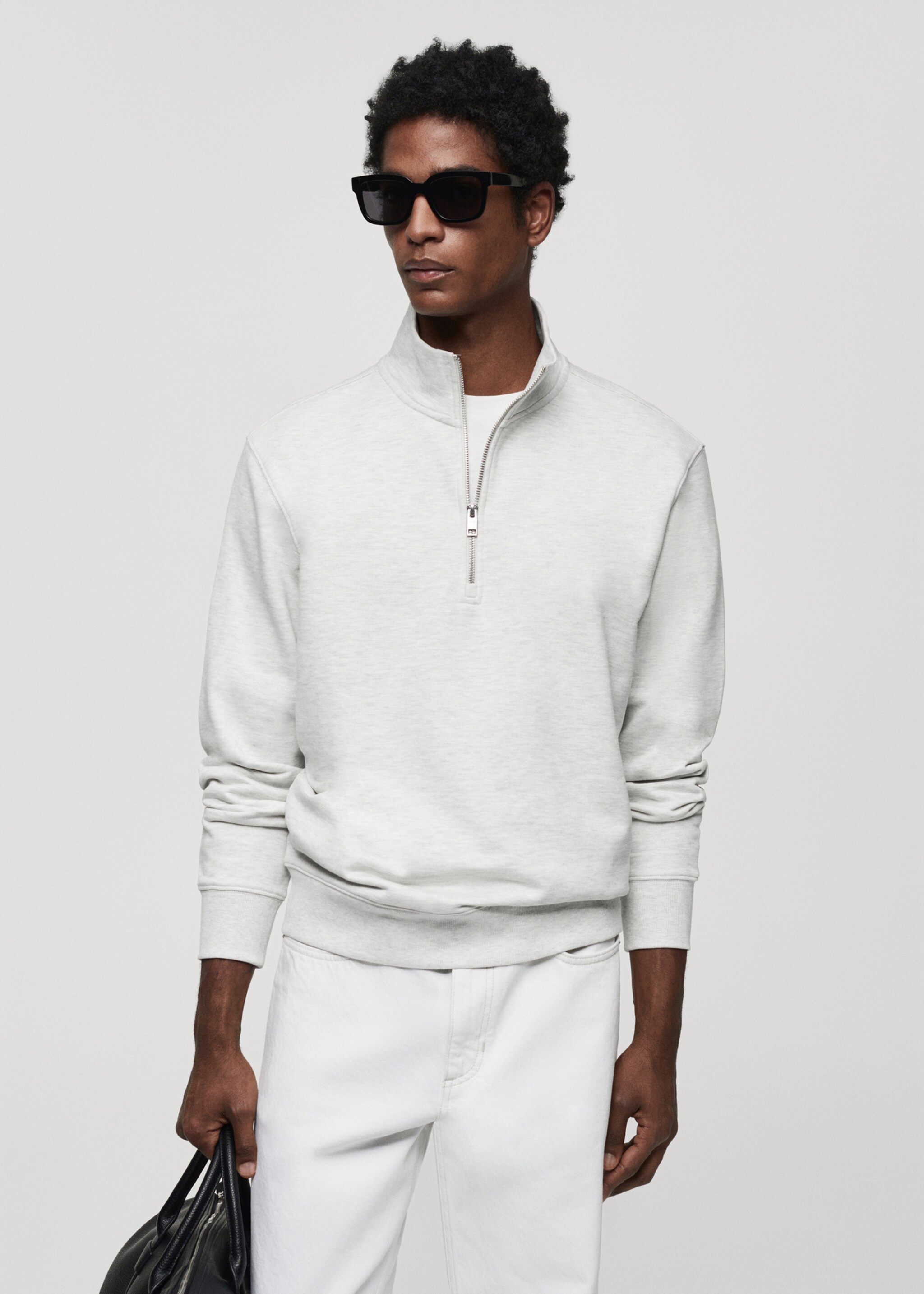 Zipper cotton sweater - Medium plane