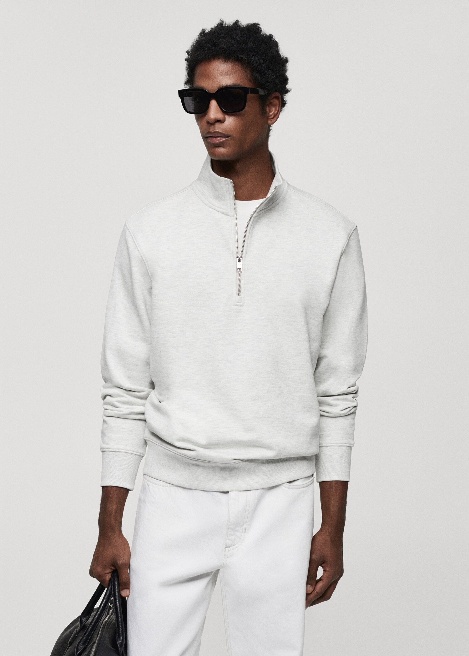 Zipper cotton sweater - Medium plane