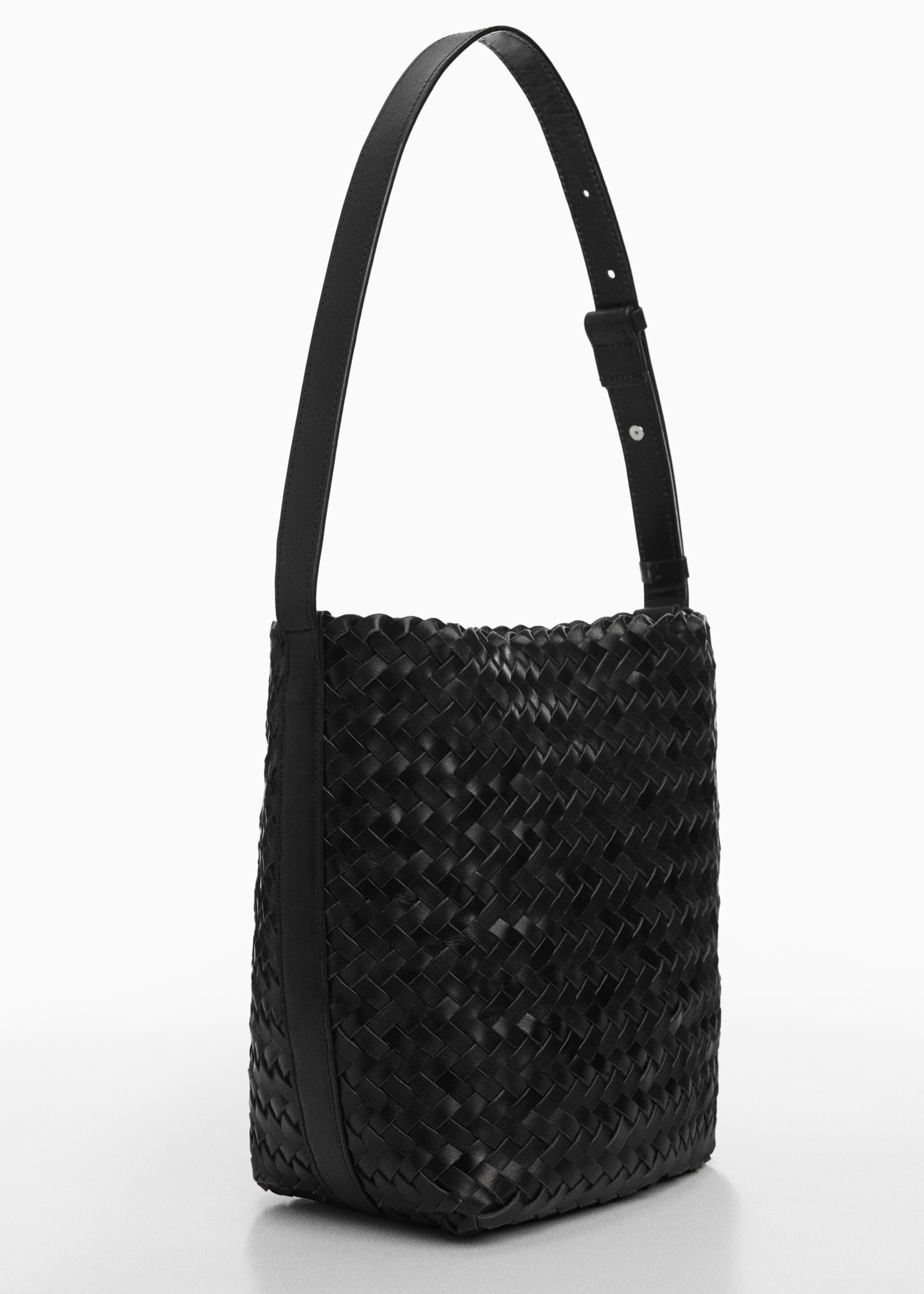 Braided leather bag - Medium plane, Black. Ref: 67014475-00.