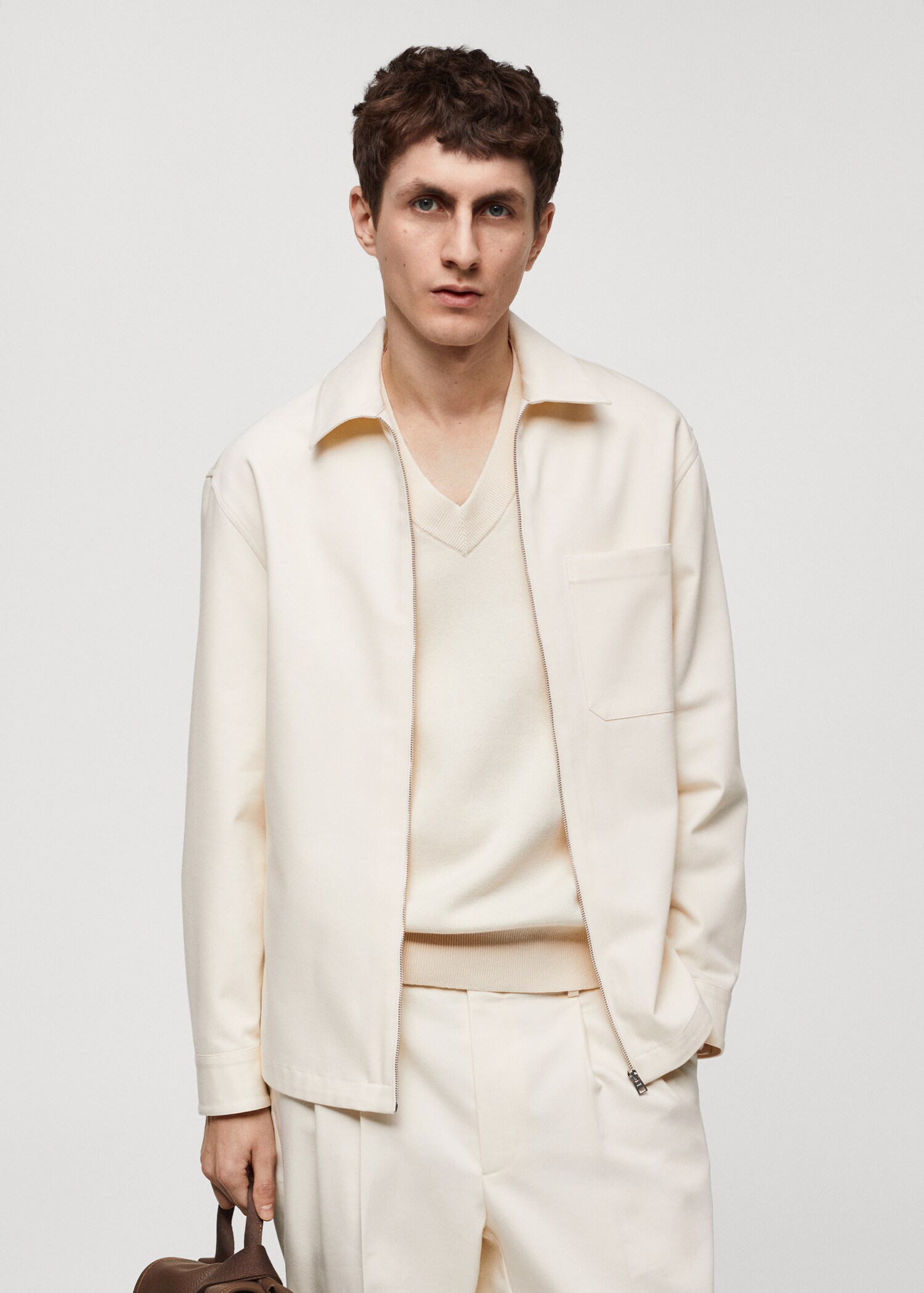 Cotton overshirt with pocket - Medium plane