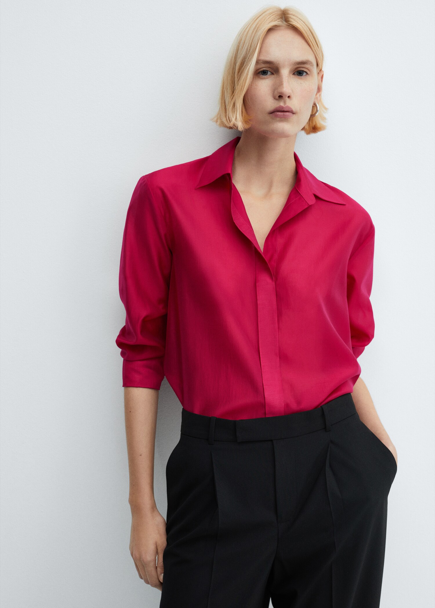 Camisa botones ocultos - Plano medio