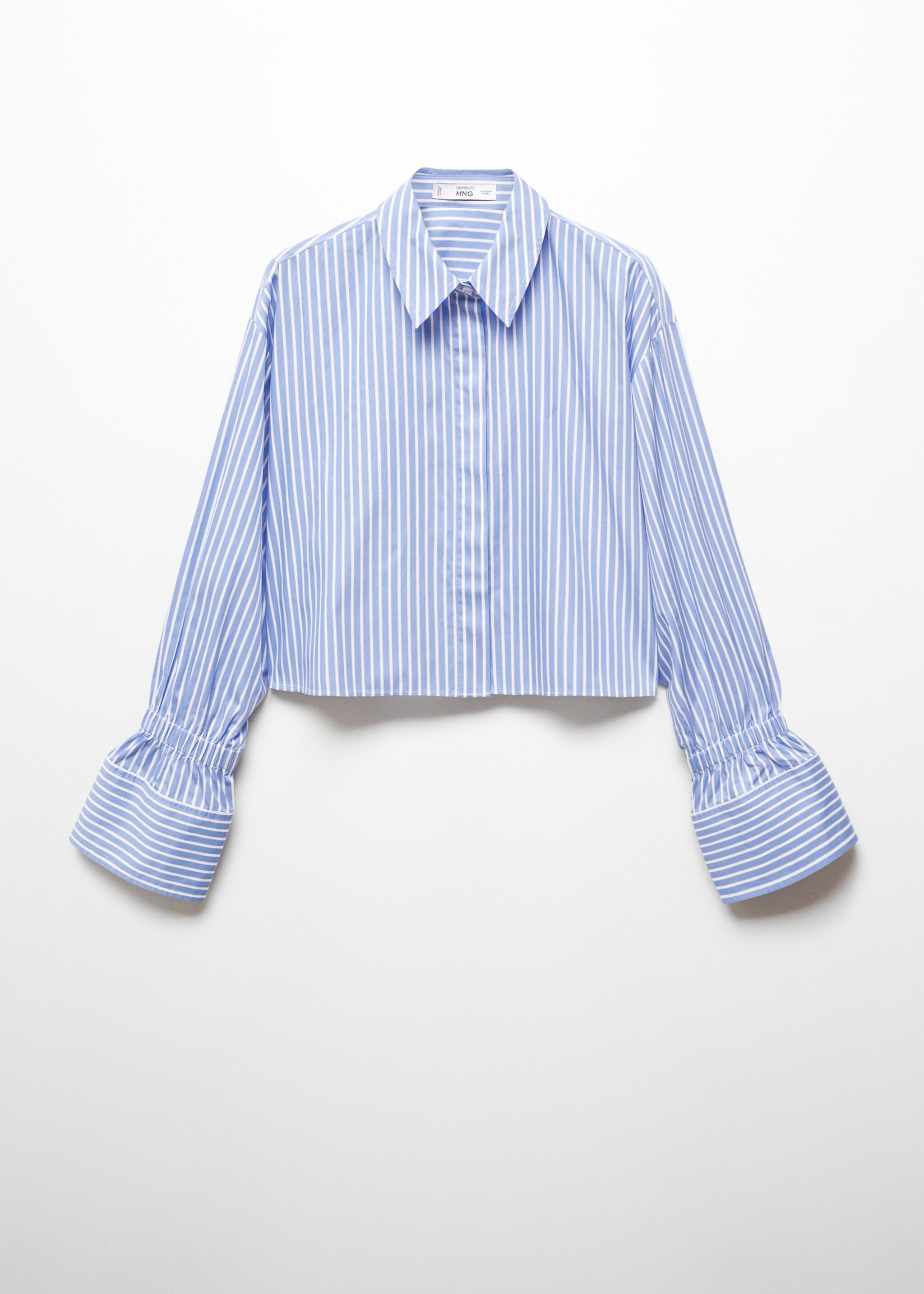 Striped cropped shirt - Article without model, Sky Blue. Ref: 67015737-00.