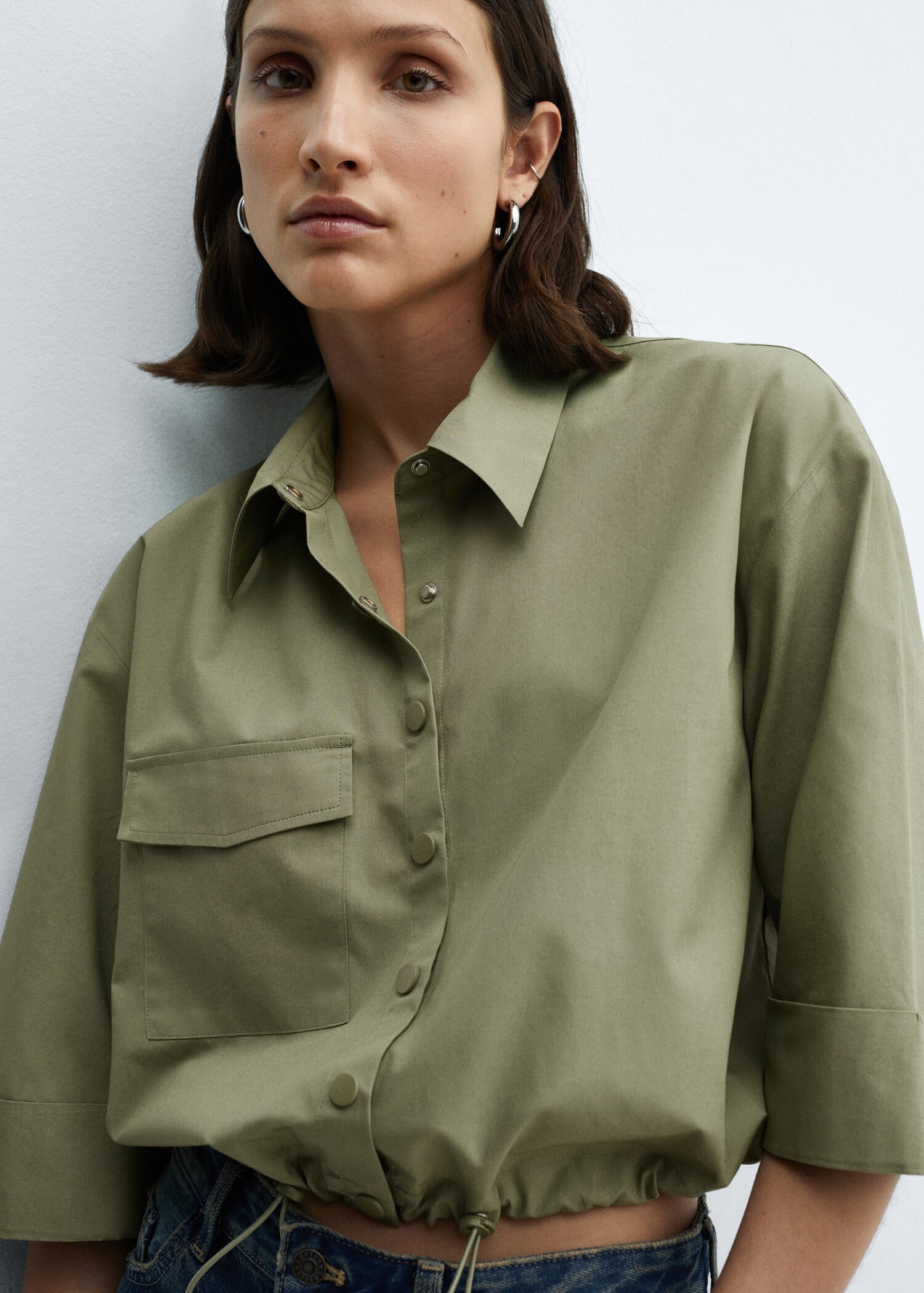 Adjustable hem cotton shirt - Details of the article 1
