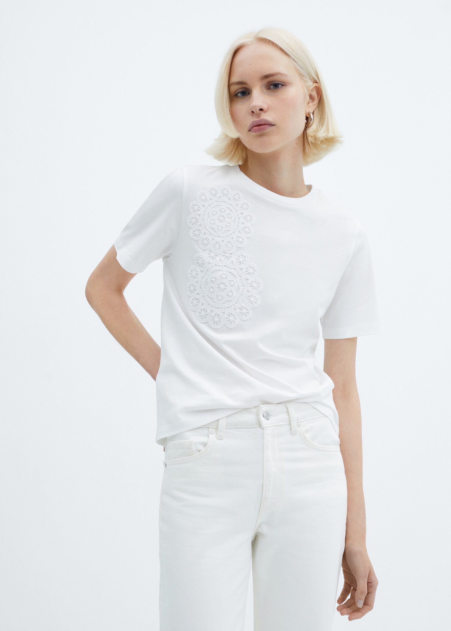 Embroidered cotton T-shirt - Medium plane