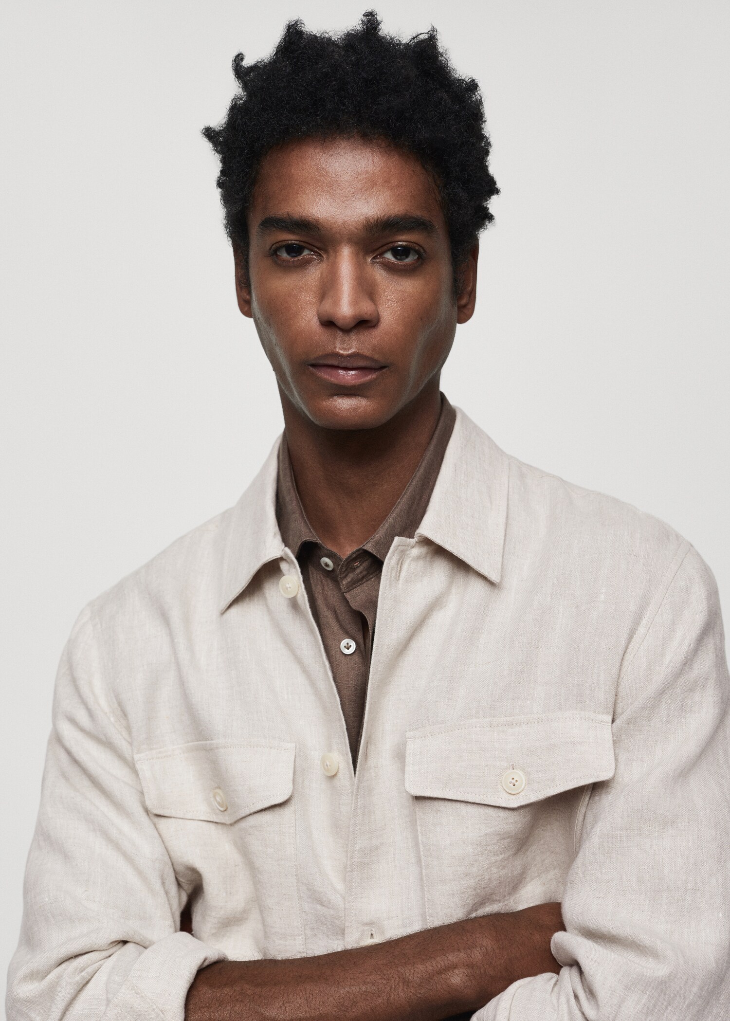 Overshirt 100% λινό τσέπες - Λεπτομέρεια του προϊόντος 1