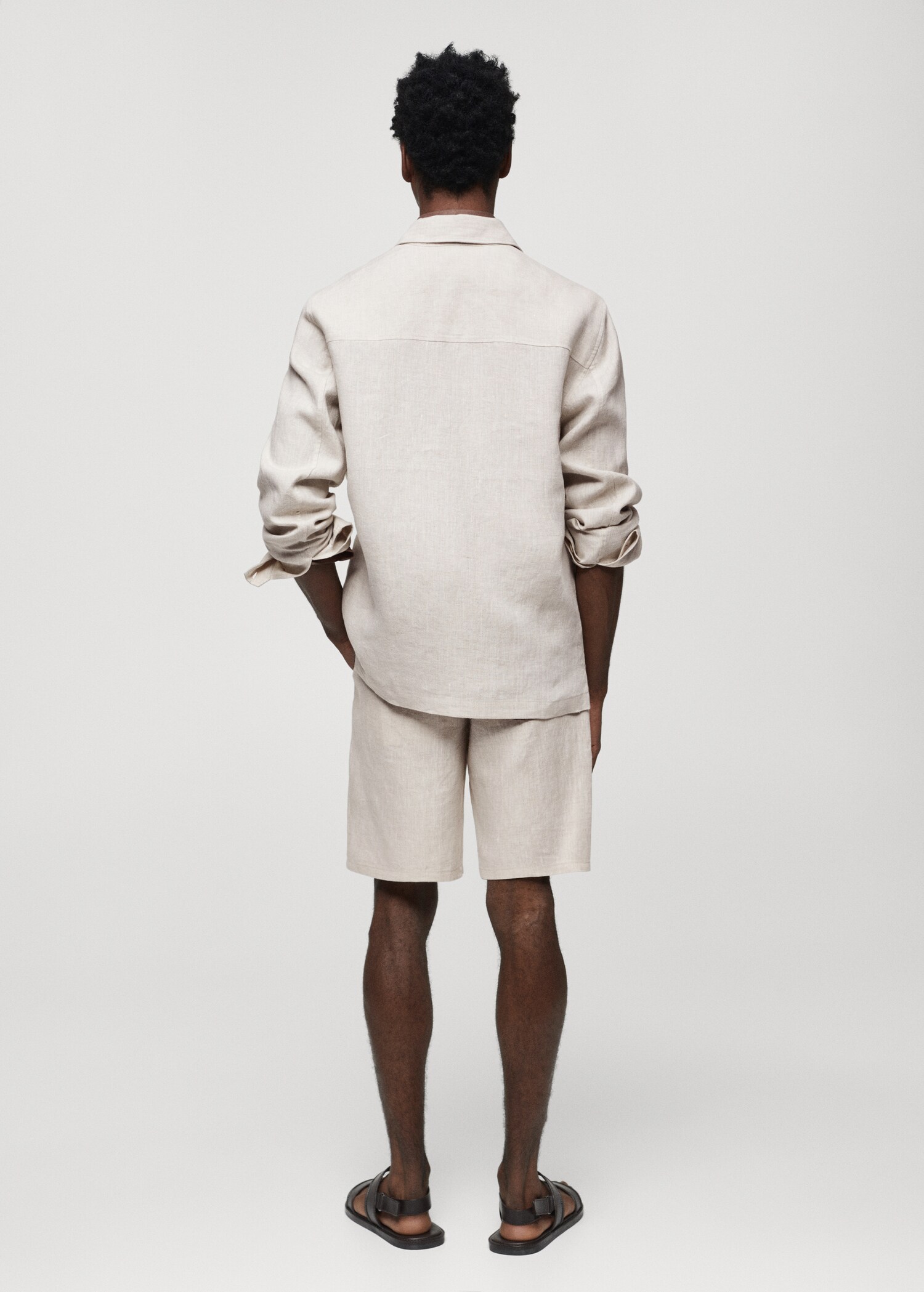 Overshirt 100% λινό τσέπες - Πίσω όψη προϊόντος