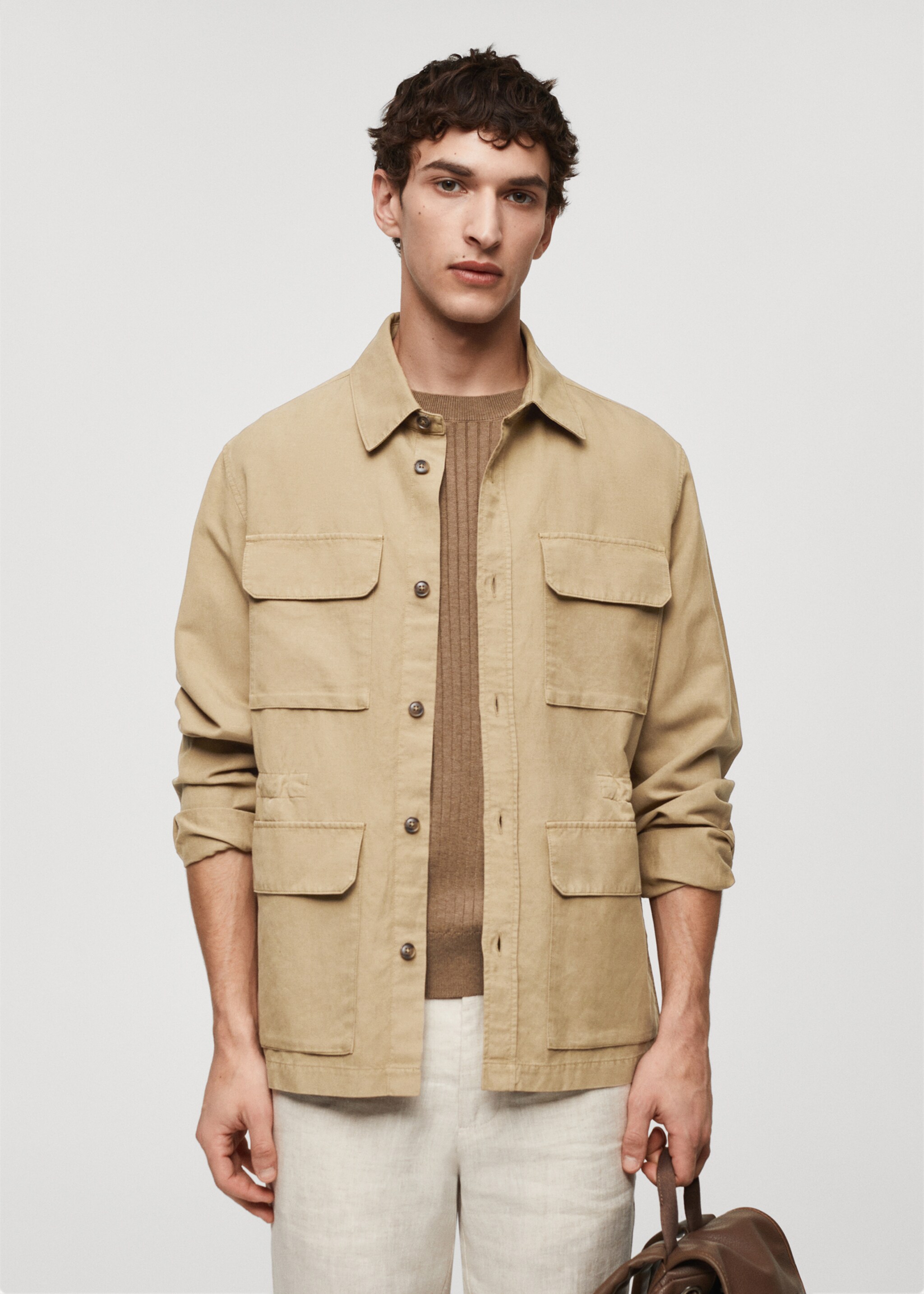 Linen overshirt with pockets - Medium plane