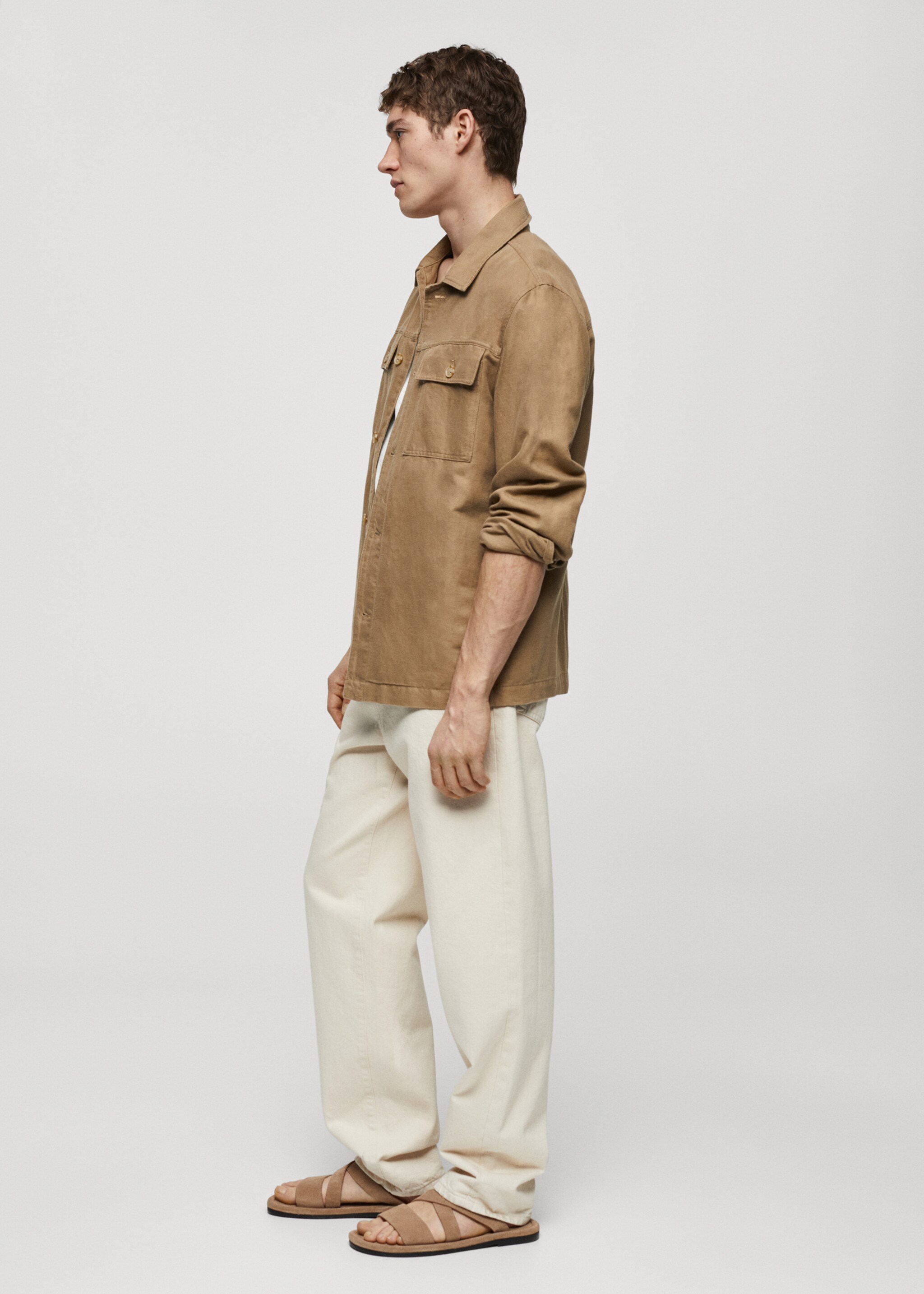 Linen cotton overshirt with pockets - Details of the article 2