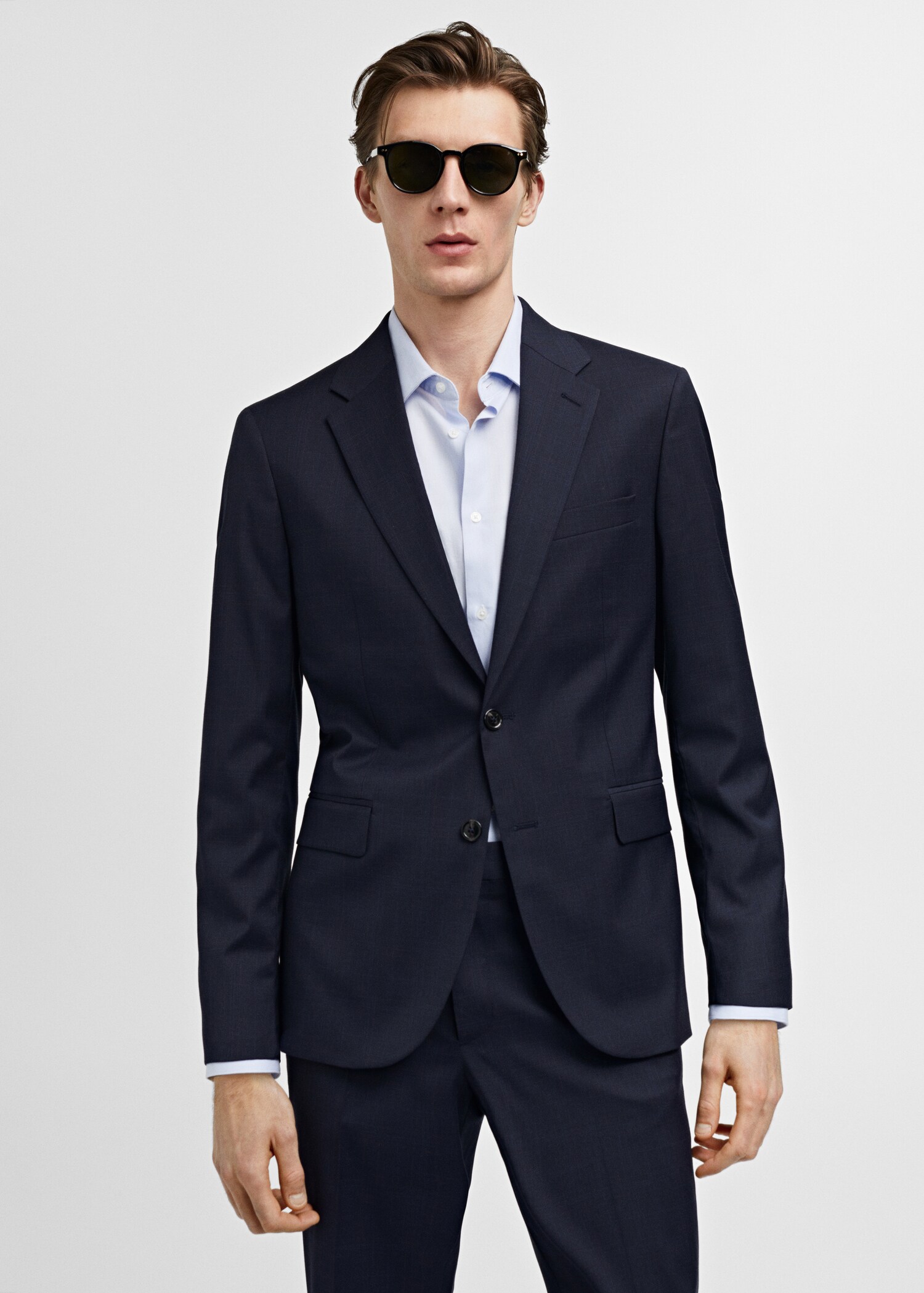 Stretch-fabric slim-fit suit jacket - Medium plane
