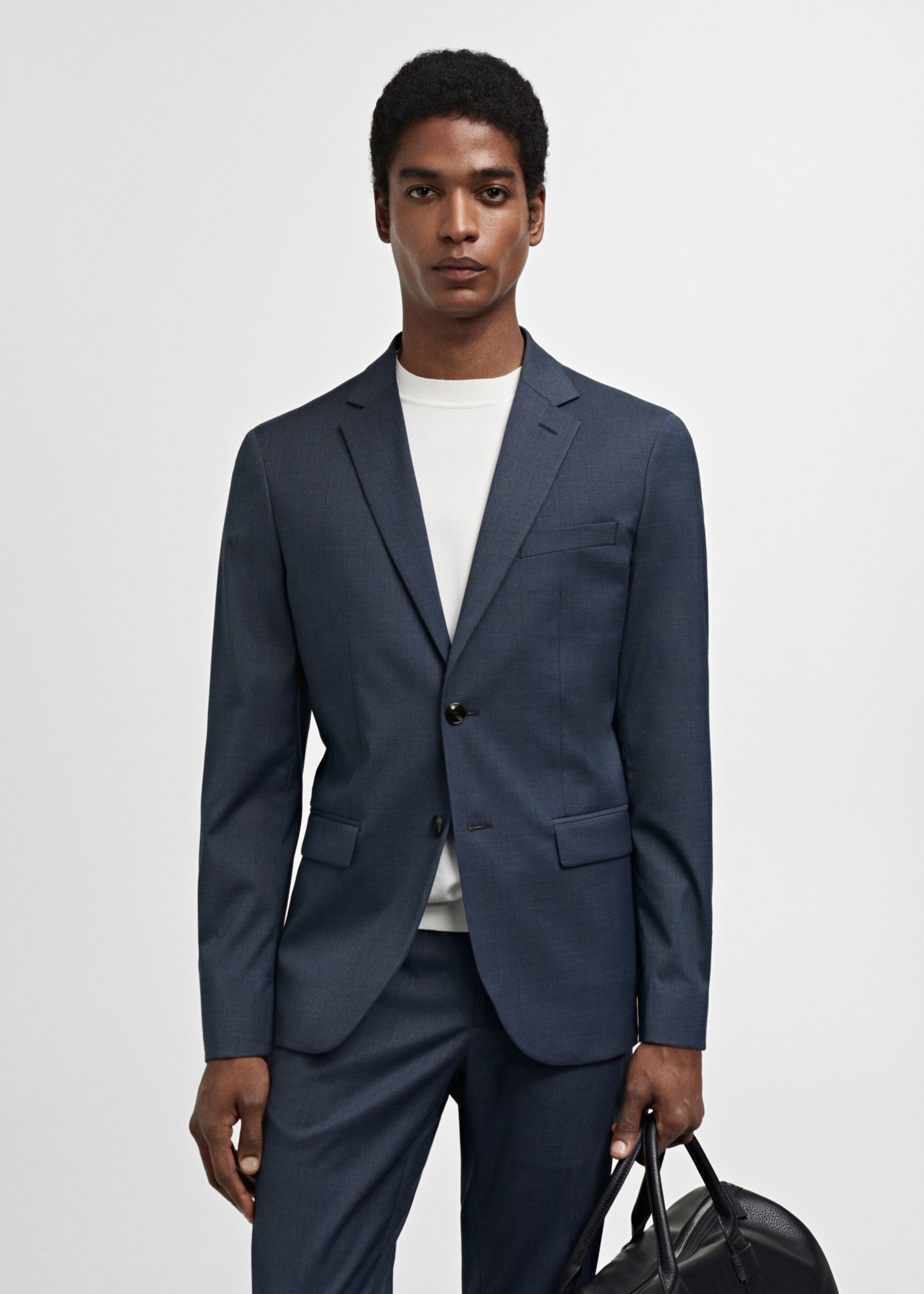 Super Slim Fit-Anzugsakko aus Stretchgewebe - Mittlere Ansicht, Indigoblau. Ref: 67015986-00.