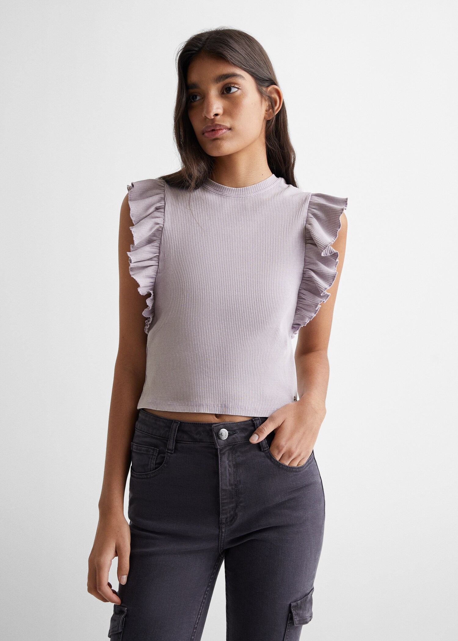 Frills cotton t-shirt - Medium plane
