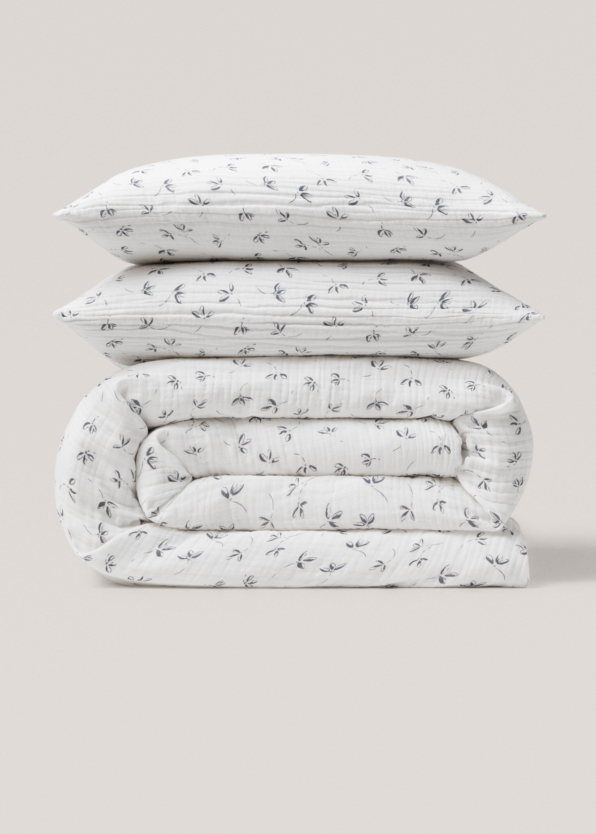 Chiffon-Bettbezug mit Blumenmuster für 90 cm Bett - Artikel ohne Model, Weiß. Ref: 67016011-00.