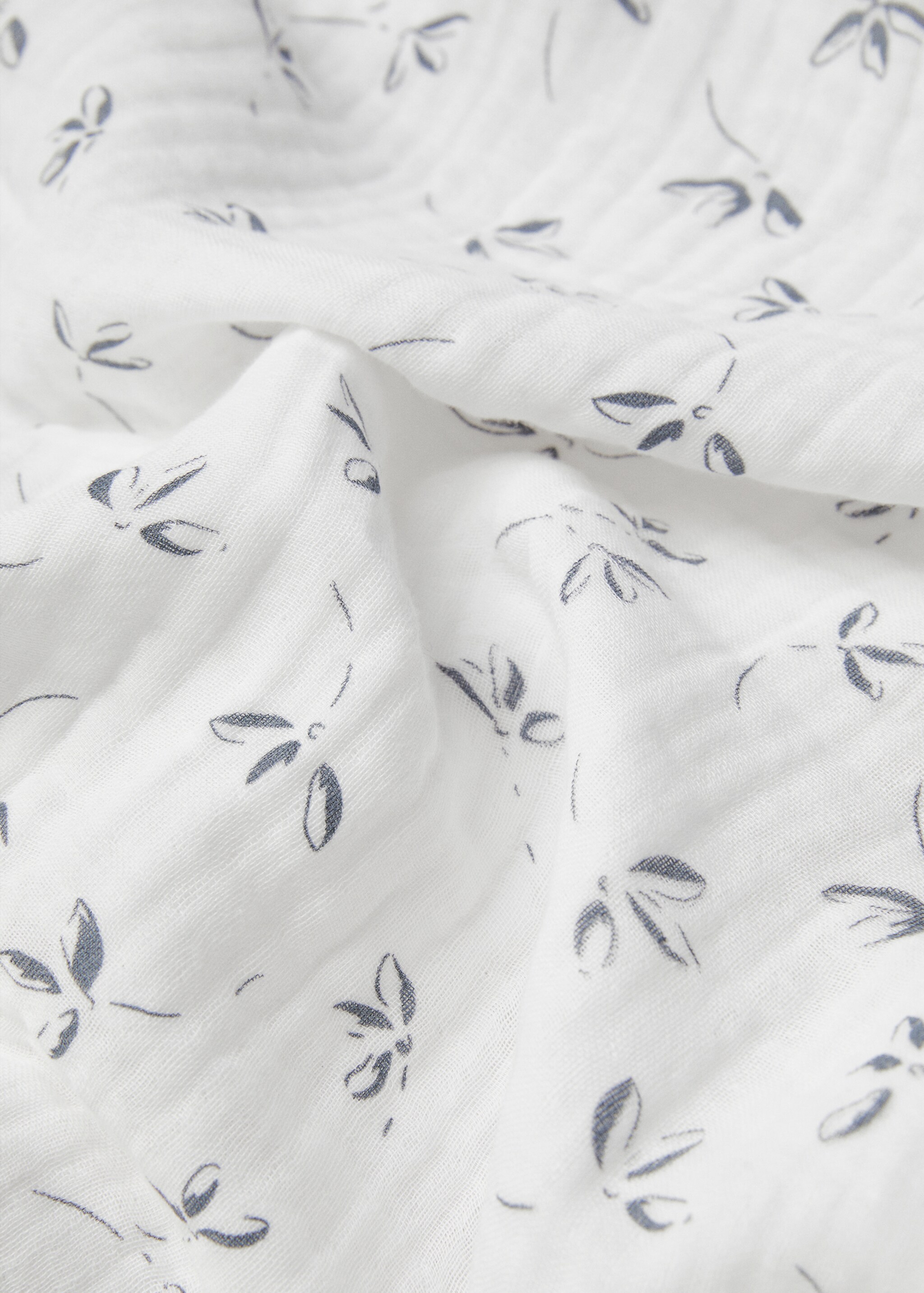 Chiffon-Bettbezug mit Blumenmuster für 90 cm Bett - Detail des Artikels 1, Weiß. Ref: 67016011-00.